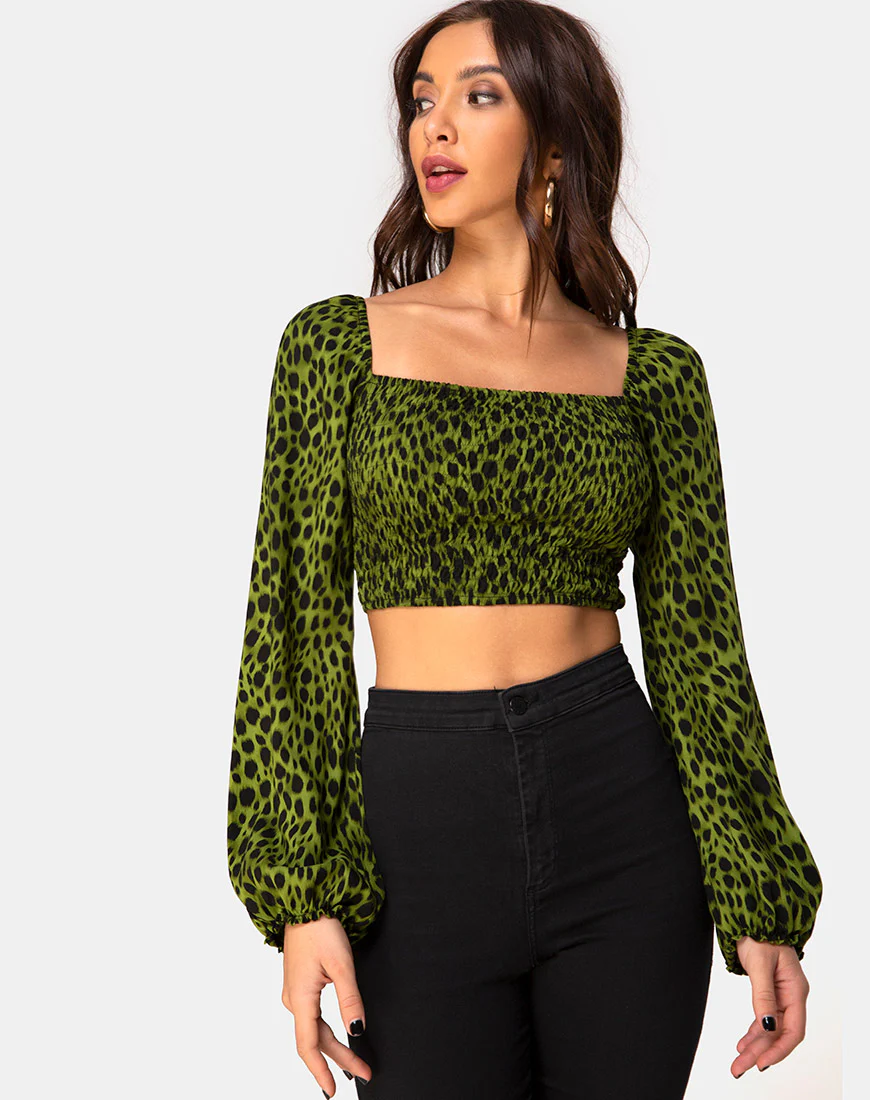 Elina Top in Cheetah Khaki - Awmao