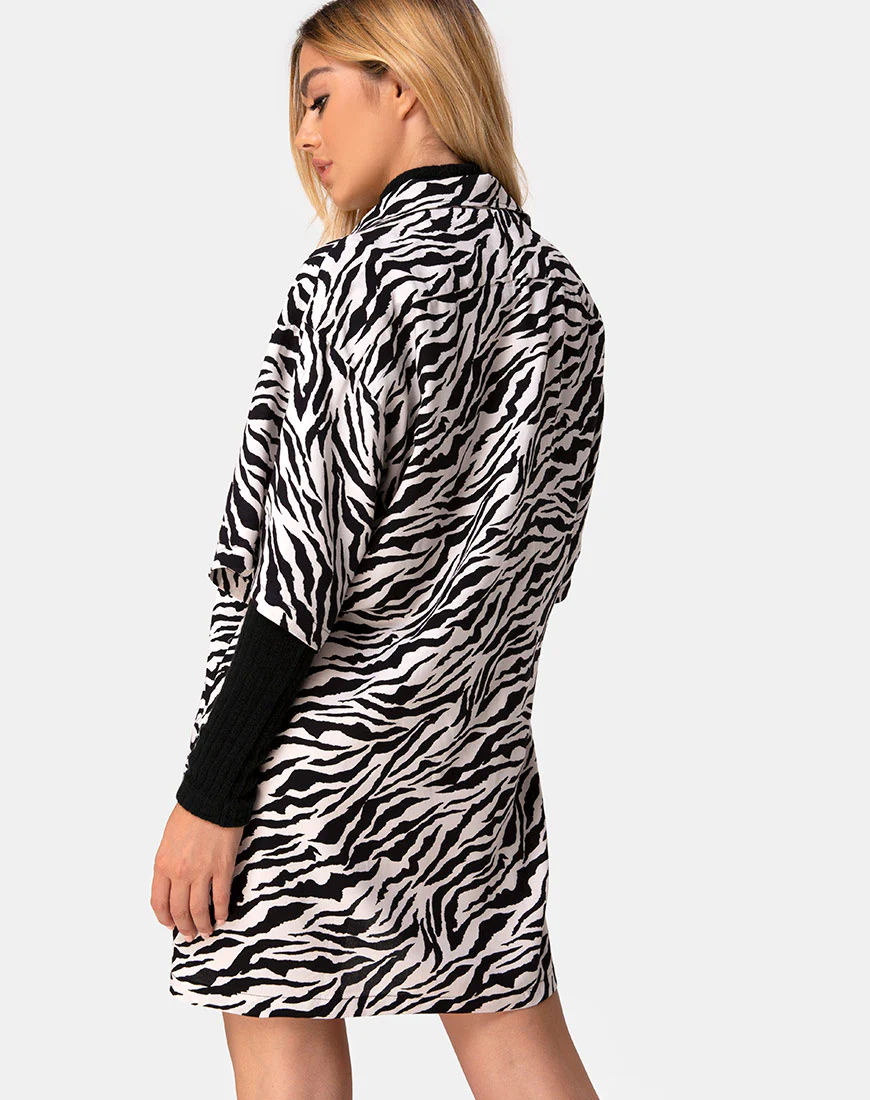Fresia Mini Dress in 90's Zebra Black and White - Awmao