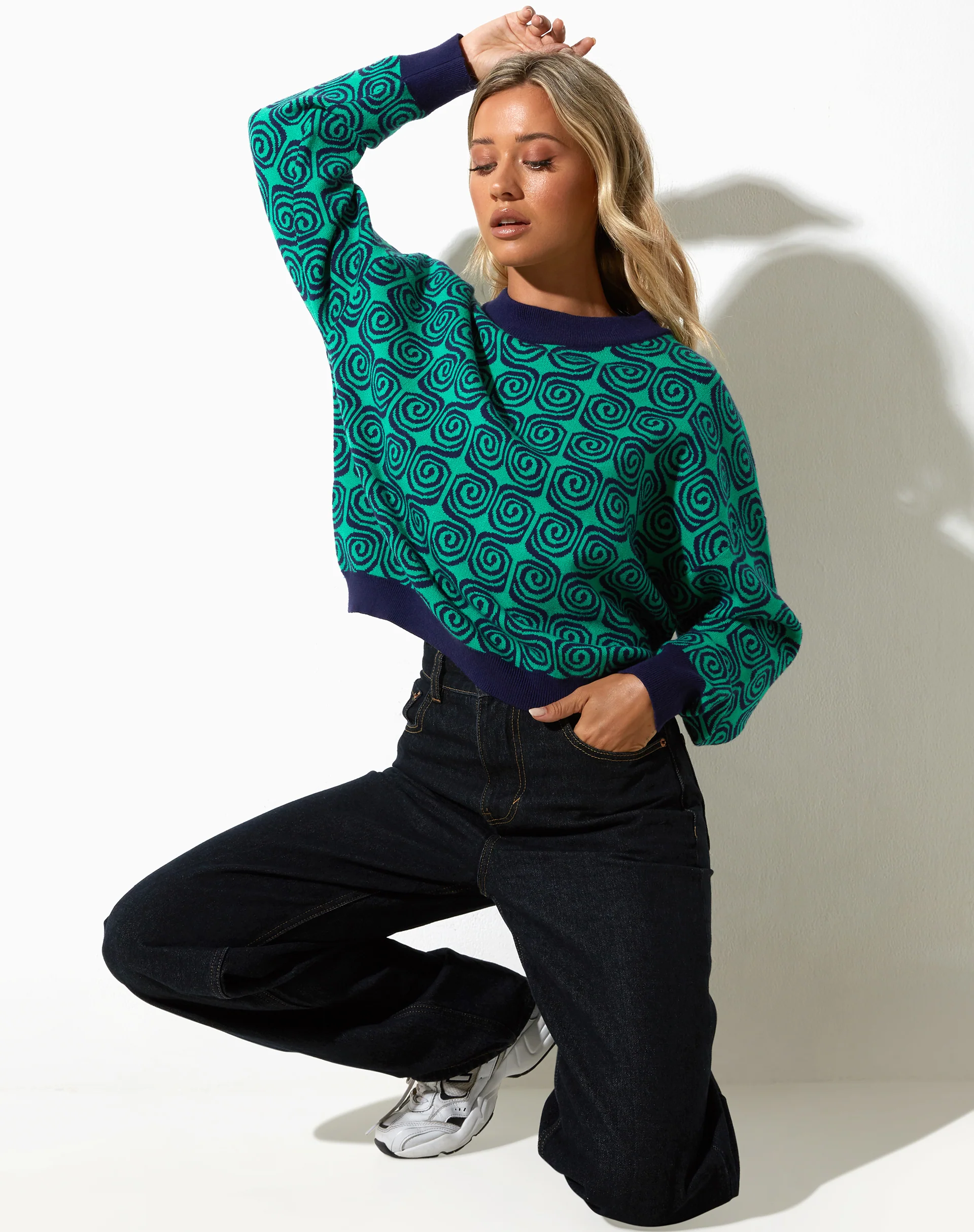 Ammar Jumper in Swirl Green and Blue - Awmao
