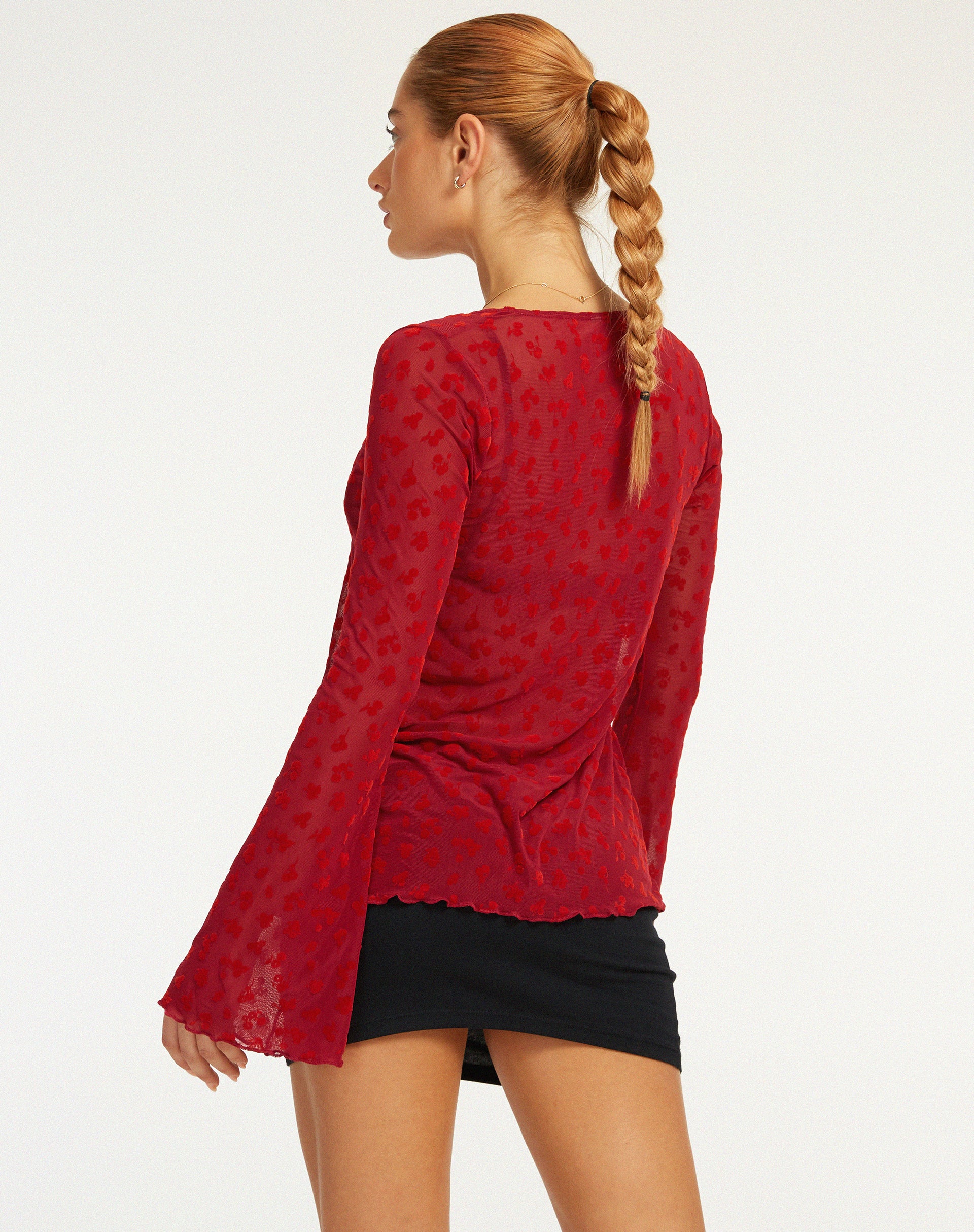 Leony Cardi in Red Flock Mesh - Awmao