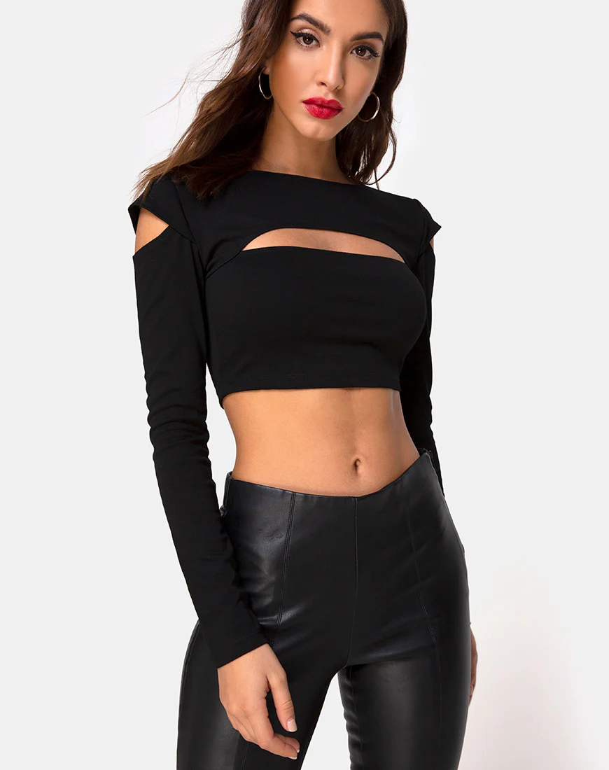 Shink Crop Top in Black - Awmao