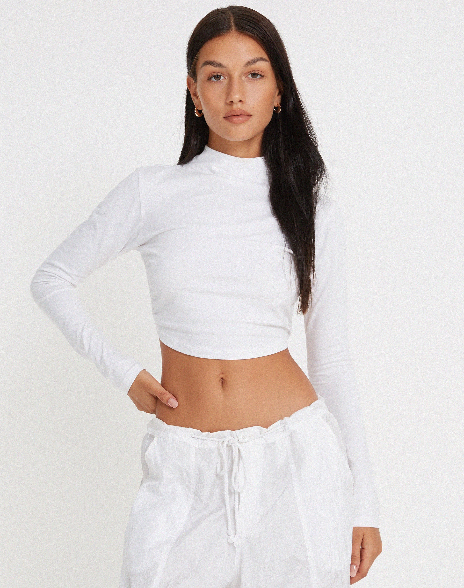 Quelia Open Back Crop Top in White - Awmao