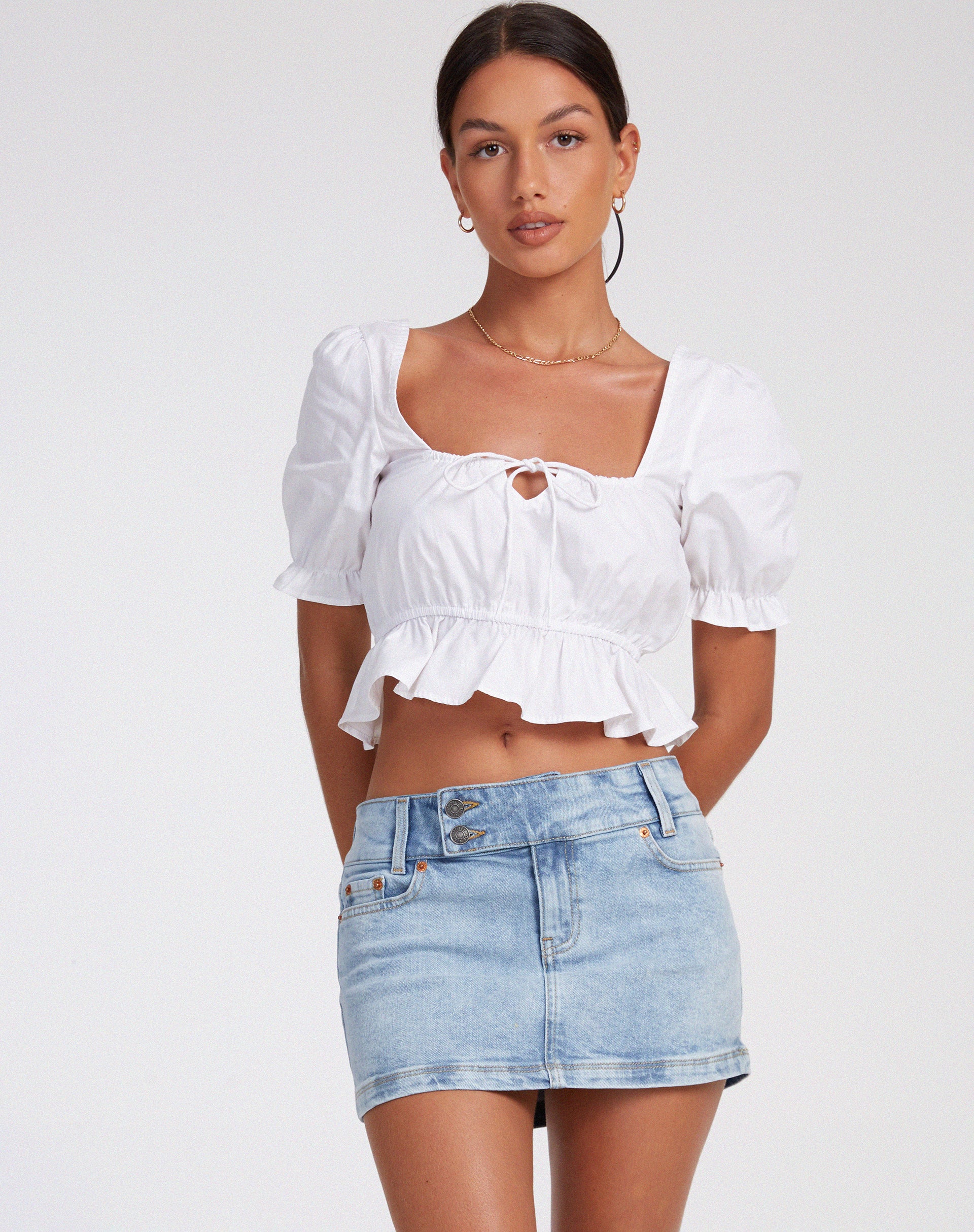 Slate Crop Top in Poplin White - Awmao