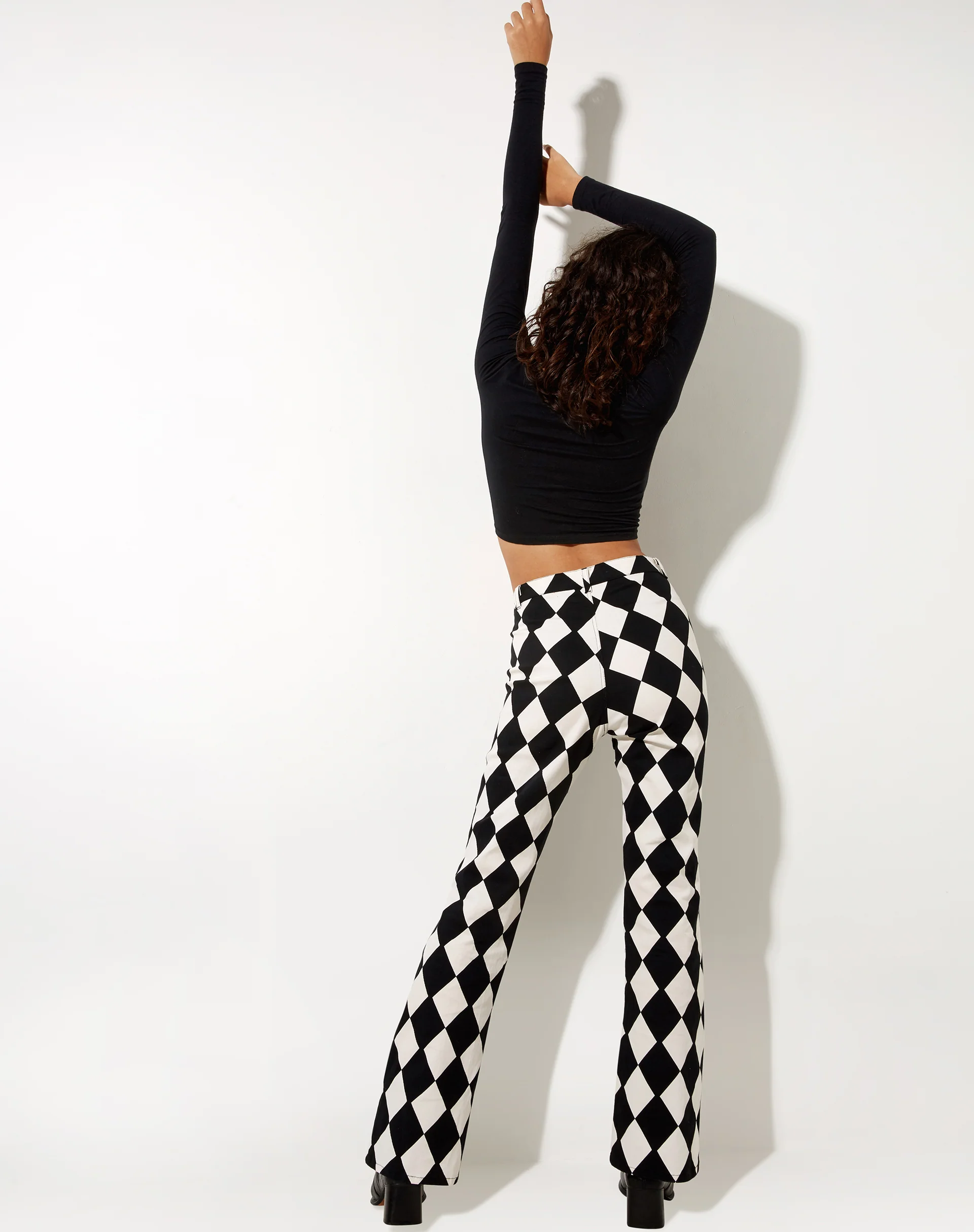 Zoven Flare Trouser in Harlequin Black and White - Awmao