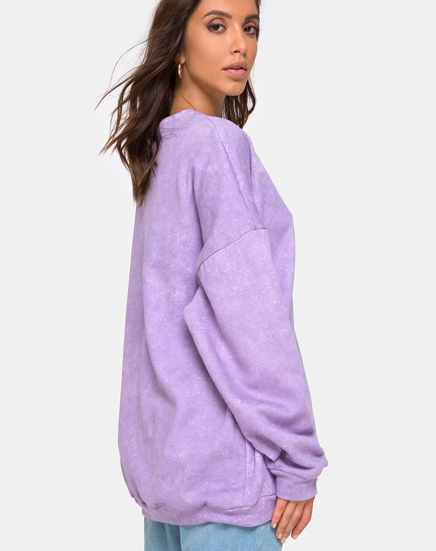 Glo Sweatshirt in Purple Acid Wash - Awmao