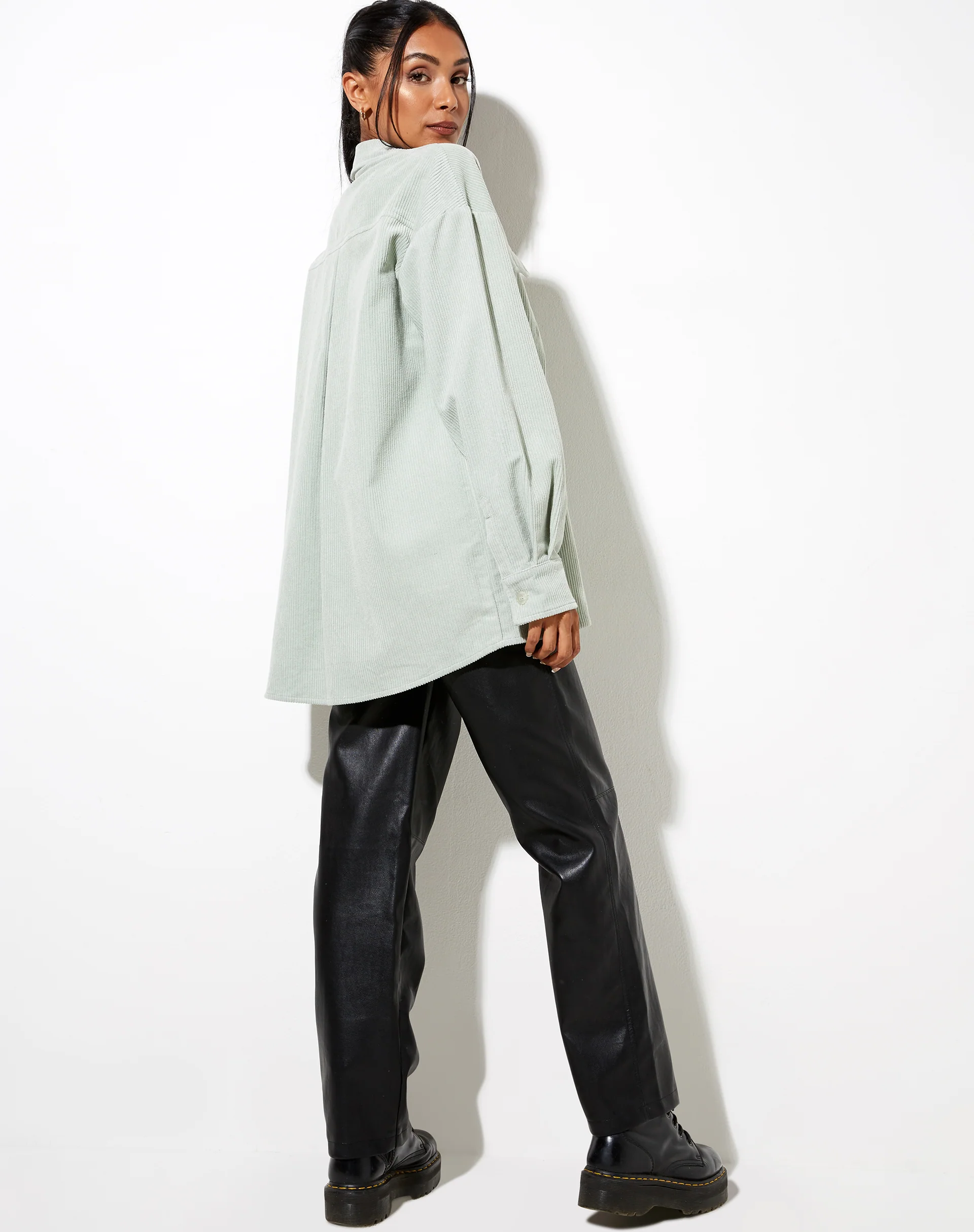 Marcy Shirt in Corduroy Washed Blue - Awmao