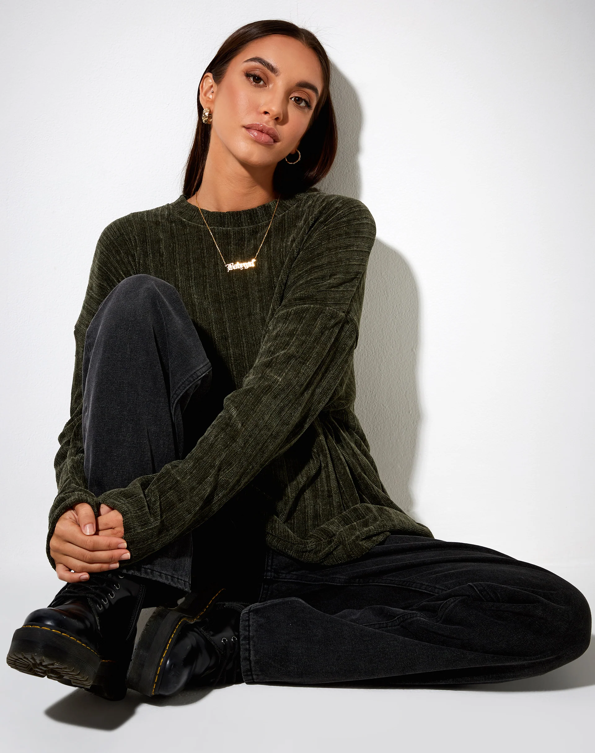 Dad Jumper in Chenille Khaki - Awmao