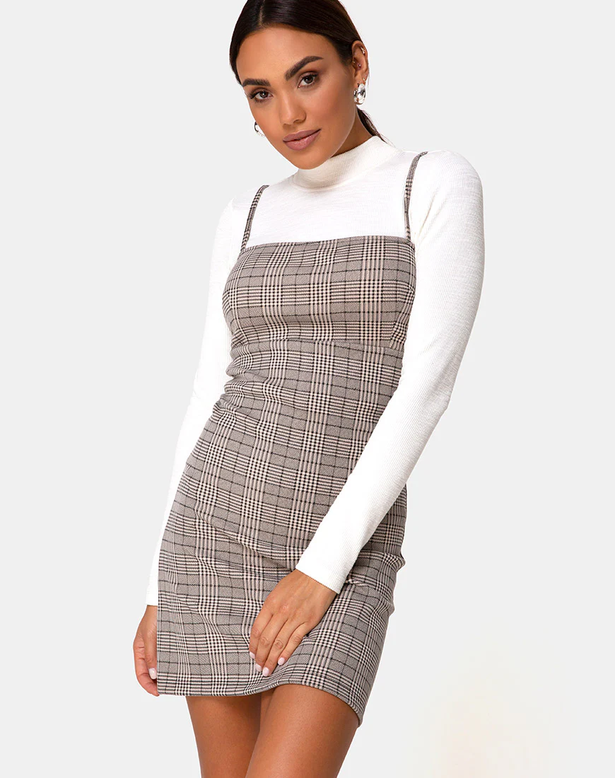 Cecile Dress in Check Grey - Awmao