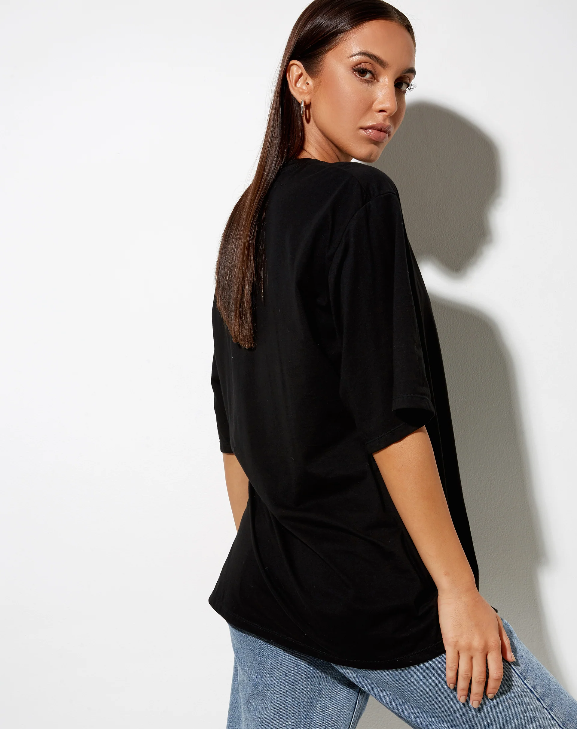 Cocoon Tee in Black Angelo Label Embro - Awmao
