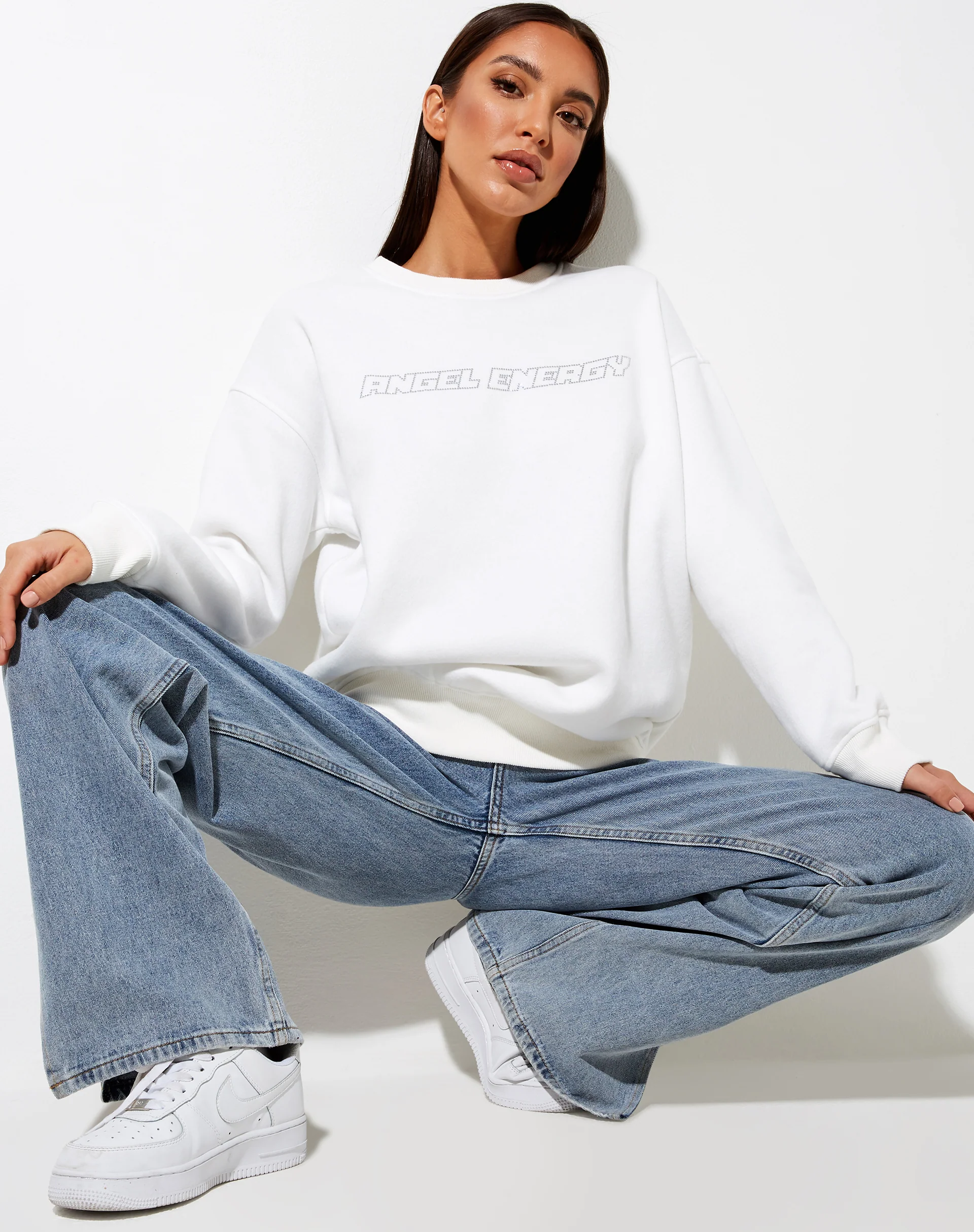 Glowee Sweatshirt in Warm White 'Angel Energy' Hotfix - Awmao