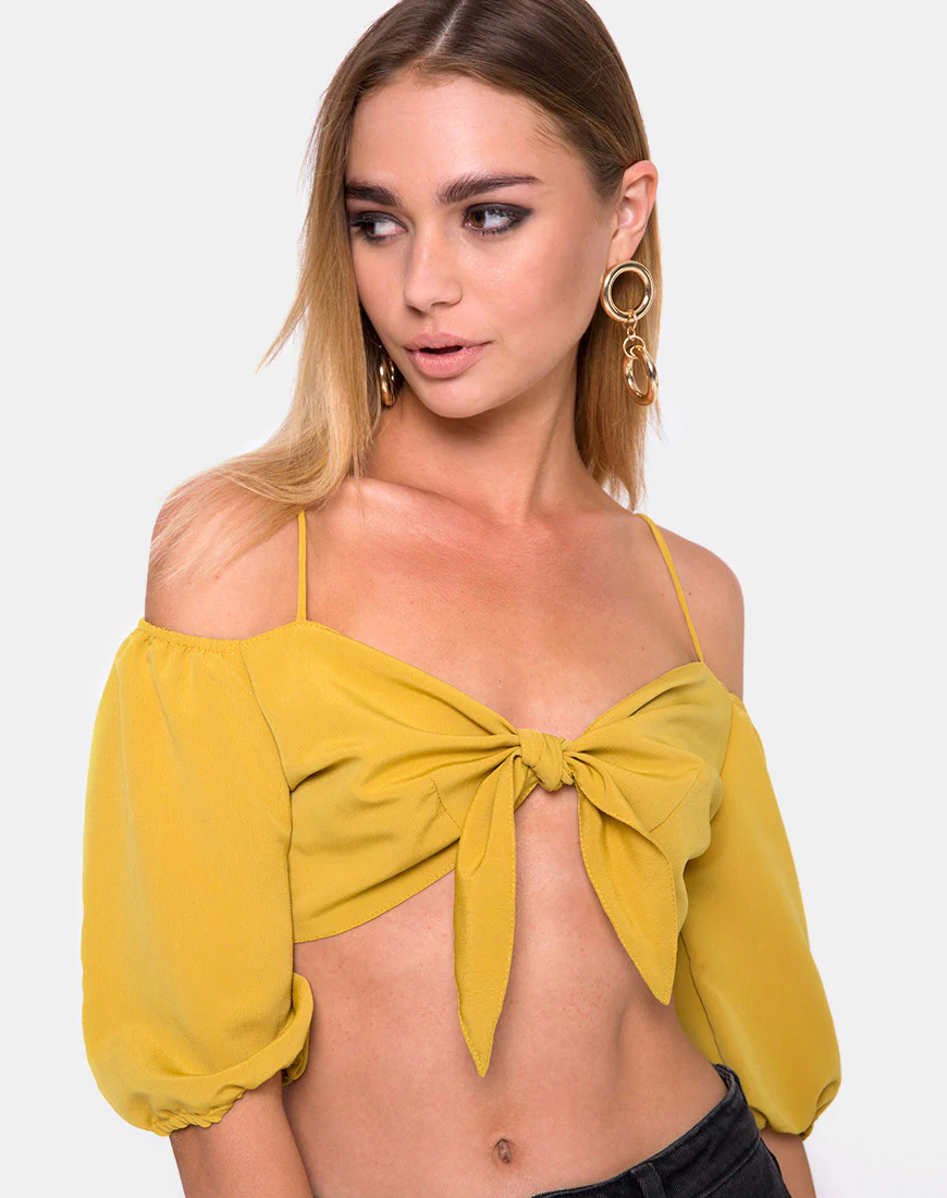 Kavon Crop Top in Mustard - Awmao