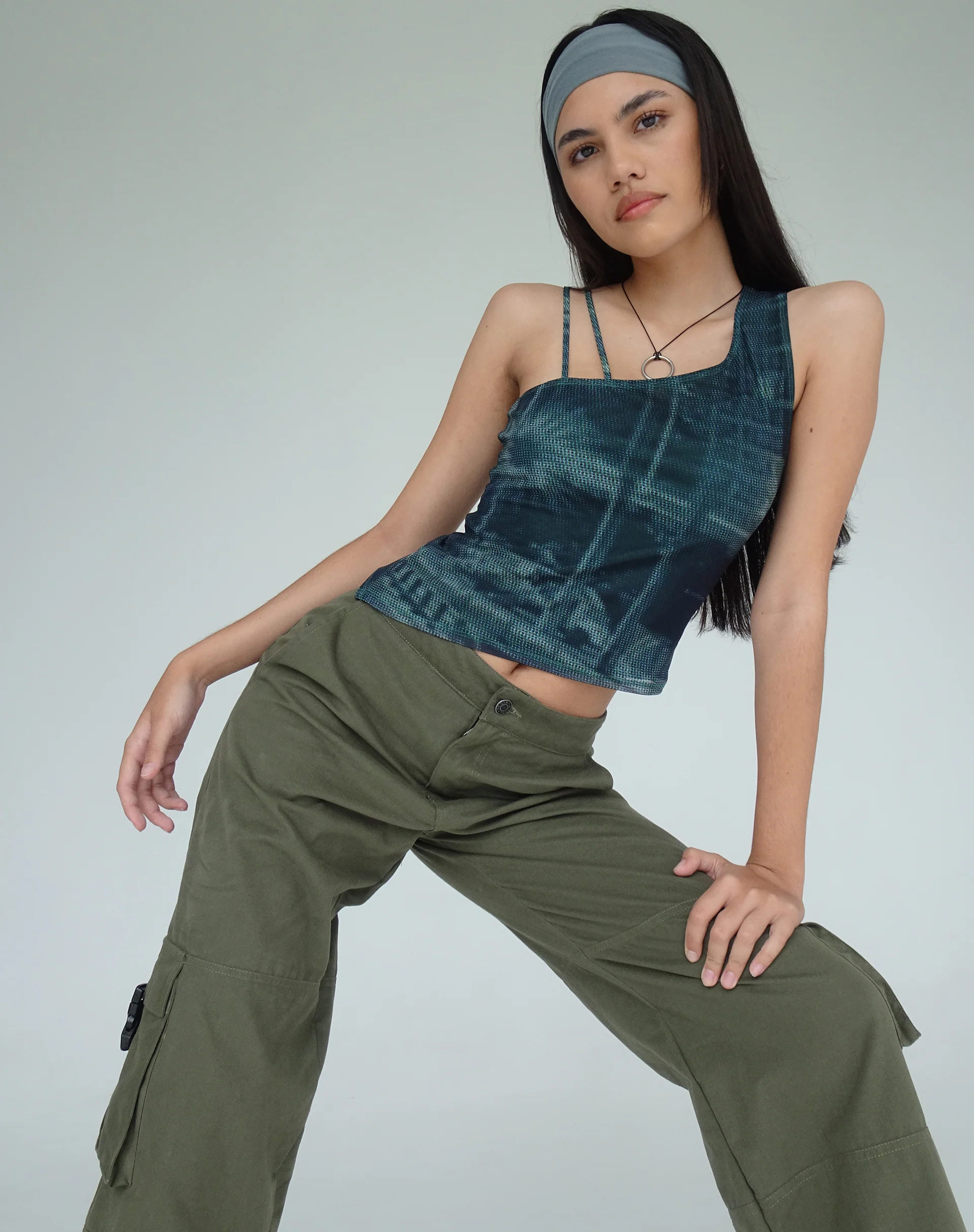 Lanica Top in Cityscape Green - Awmao