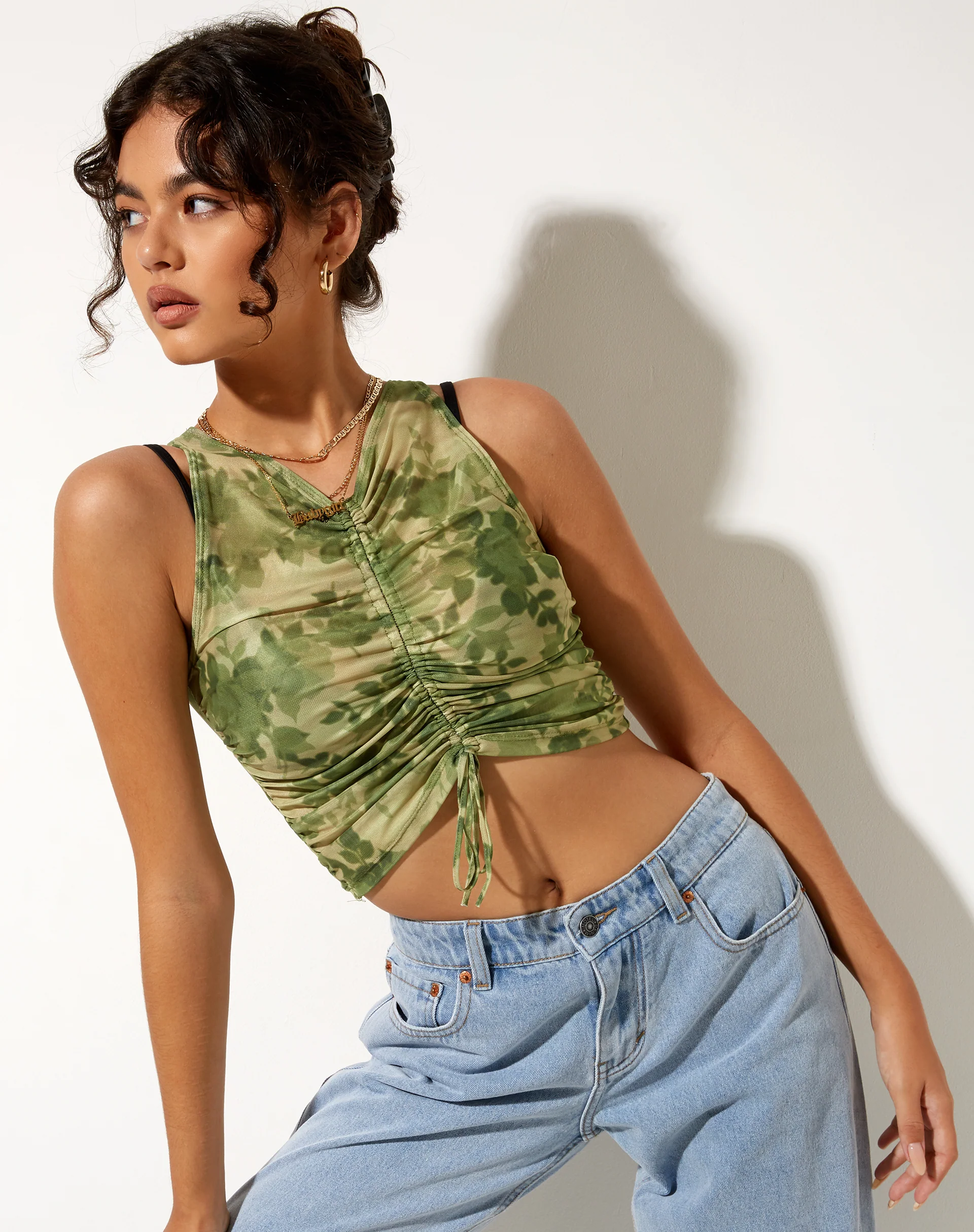 Lasa Vest Top in Blurred Floral - Awmao