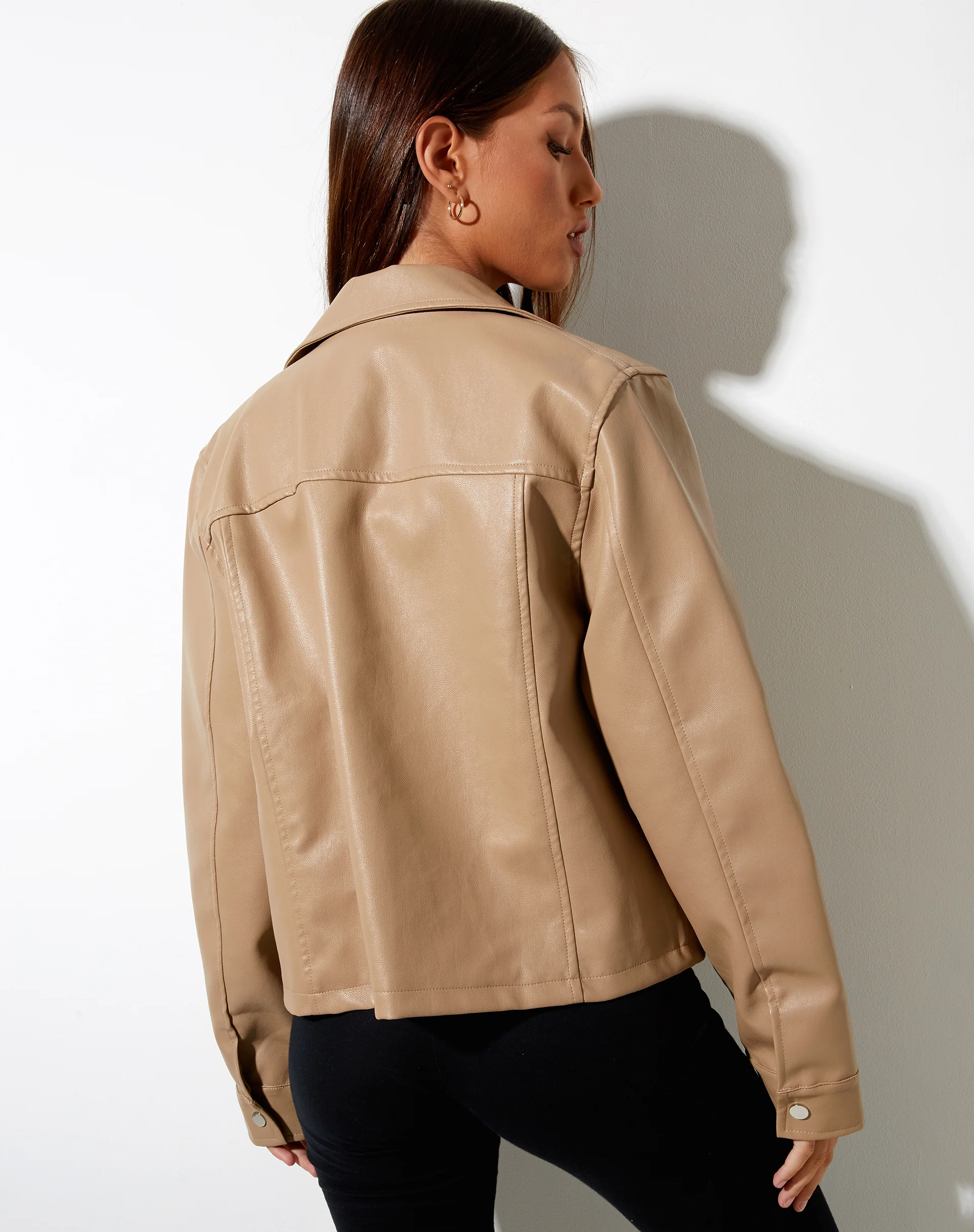 Nerissa Jacket in PU Light Brown - Awmao
