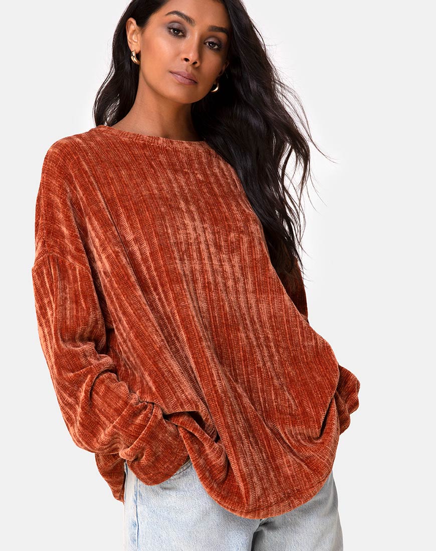 Dad Jumper in Chenille Rust - Awmao