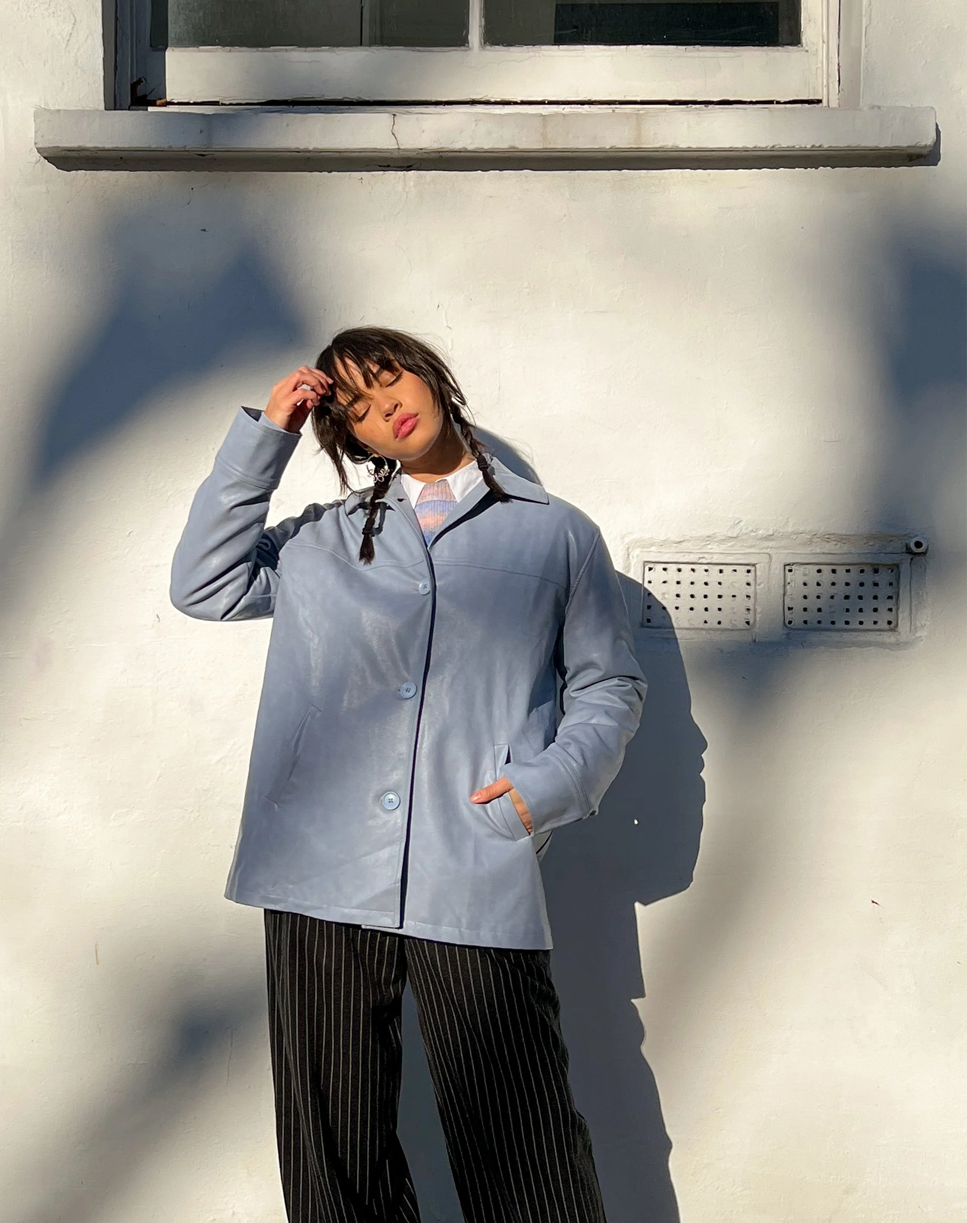 Walta Jacket in PU Powder Blue - Awmao