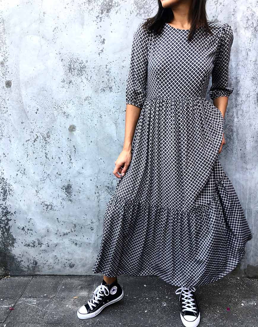 Ellery Maxi Dress in Check it Out Black - Awmao