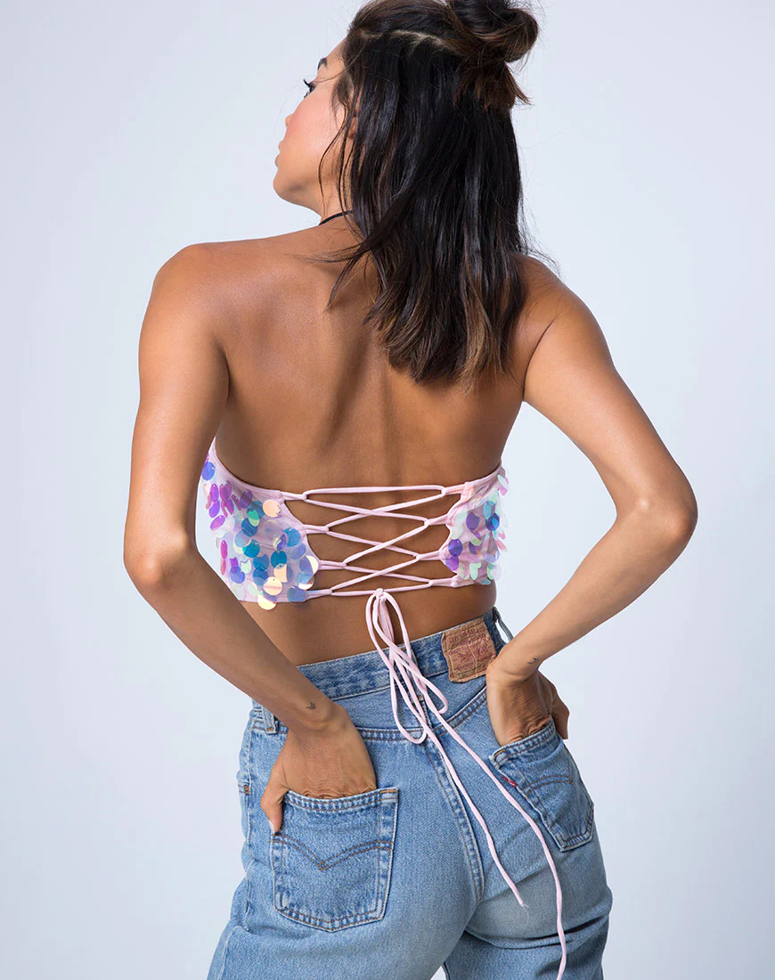 Tube Top in Unicorn Disc Sequin - Awmao
