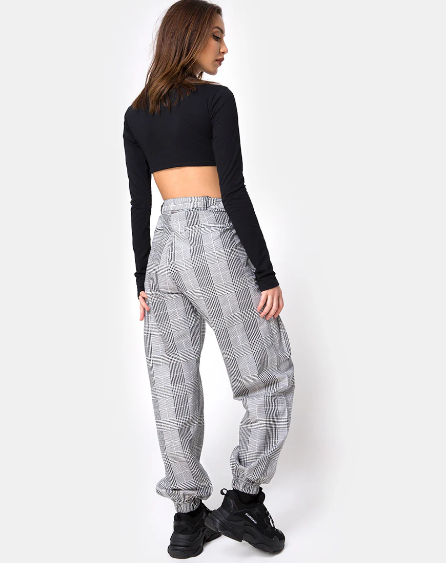Jubie Cargo Trouser in Charles Check Grey - Awmao