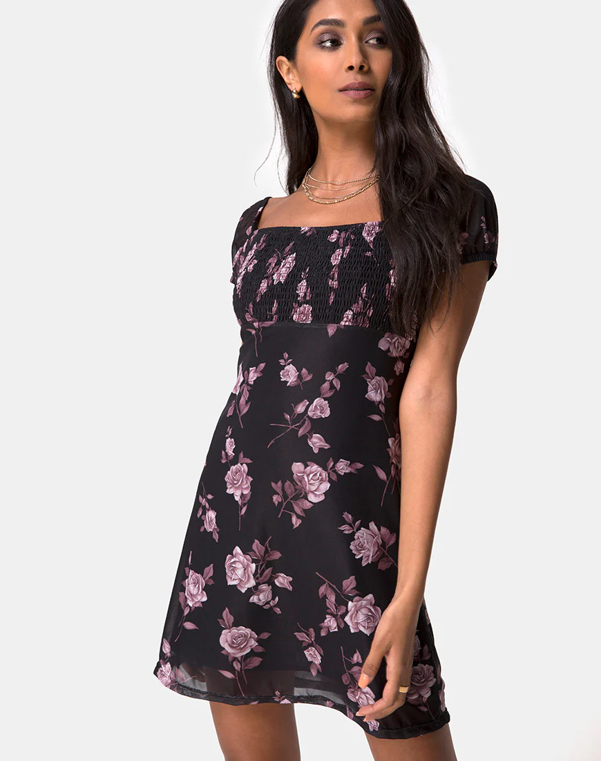 Ruchine Tea Dress in Dusky Rose - Awmao