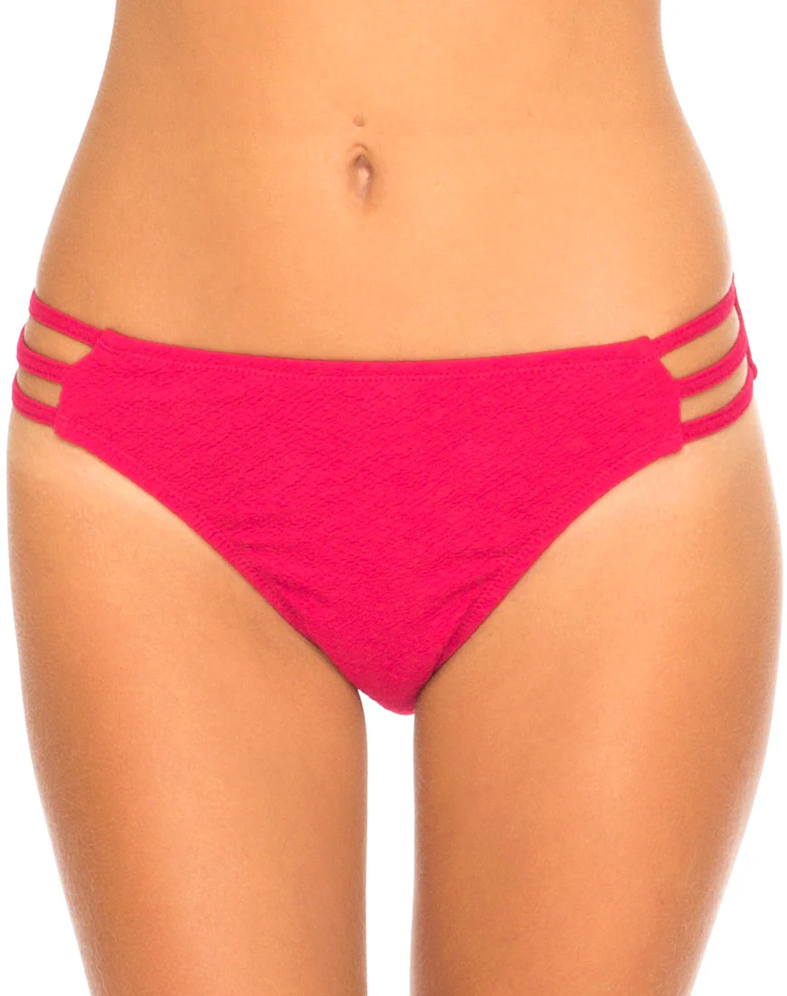 Motel Sunstone Strappy Bikini Bottom in Raspberry - Awmao