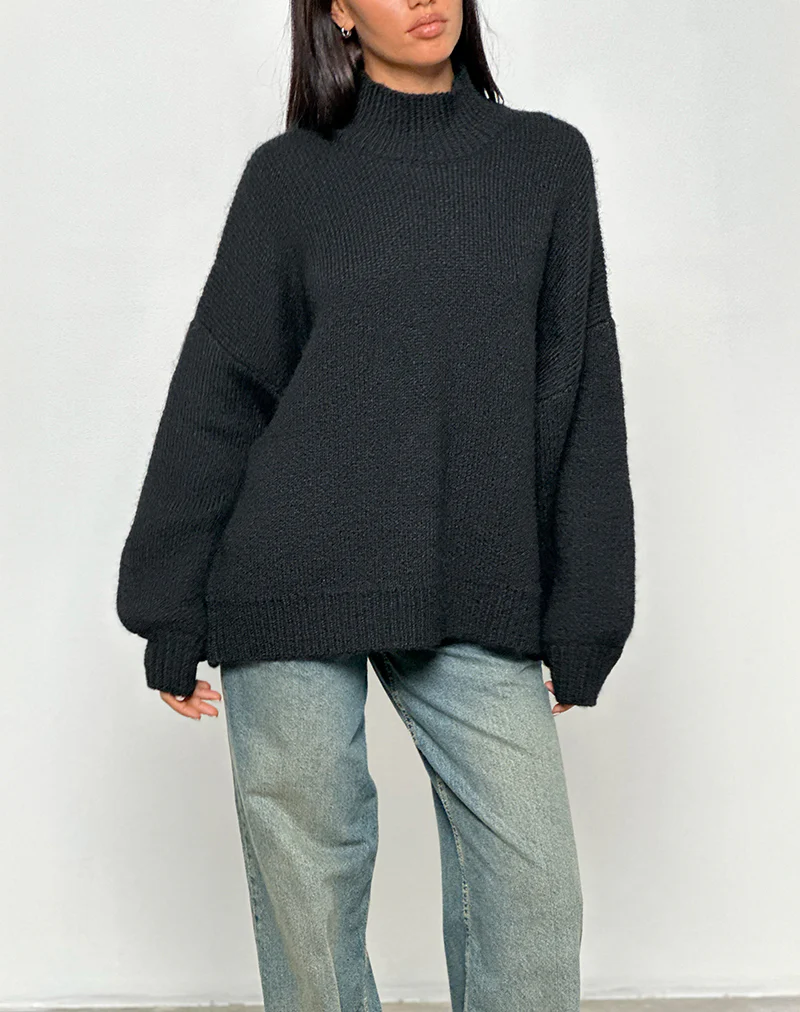 Amato Oversized Jumper in Black - Awmao