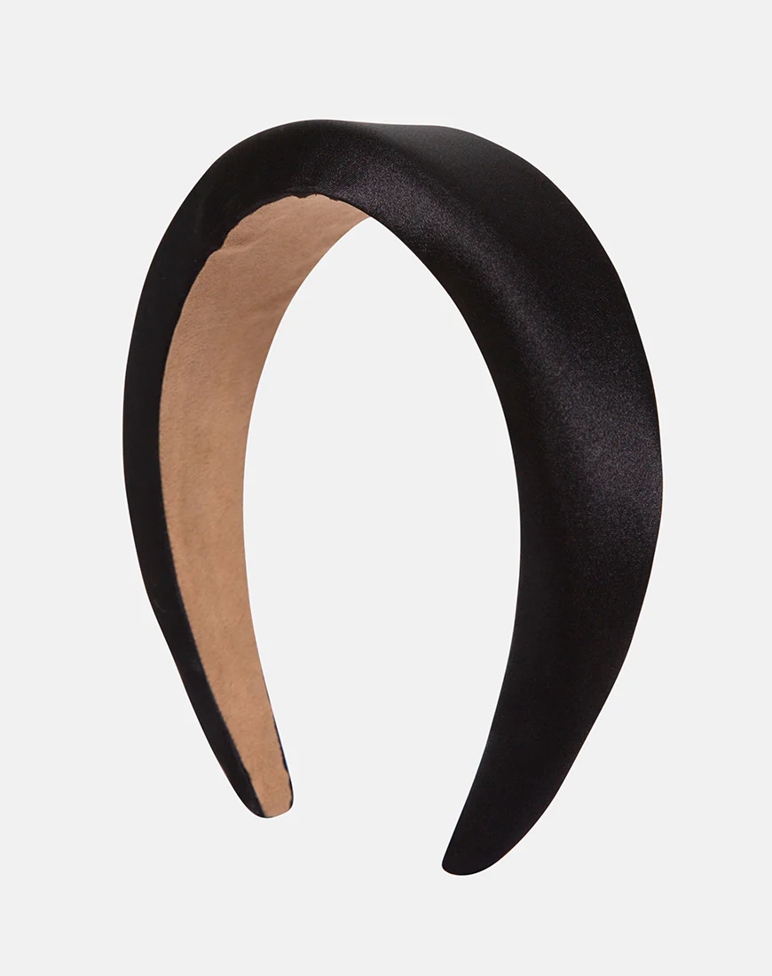 Padded Headband in Satin Black - Awmao