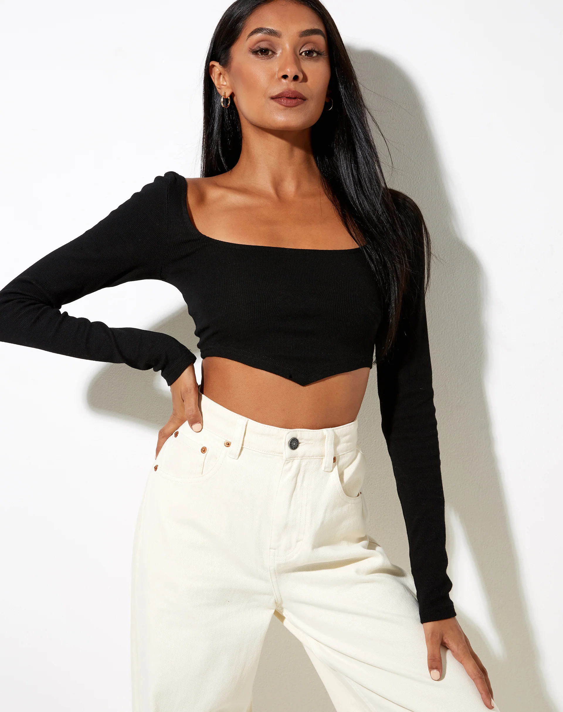 Gadze Crop Top in Rib Black - Awmao