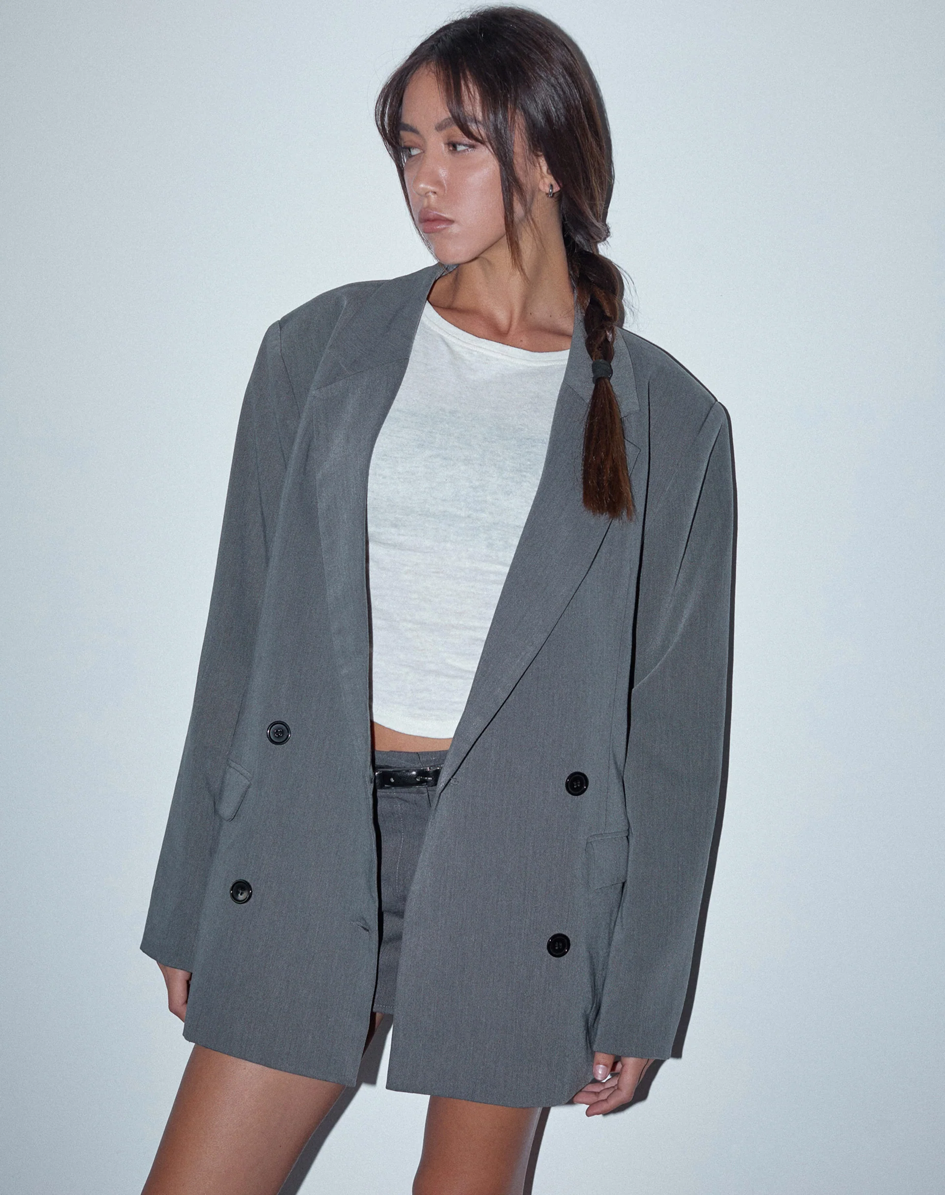 Ardea Double Breasted Blazer in Charcoal Tailoring - Awmao