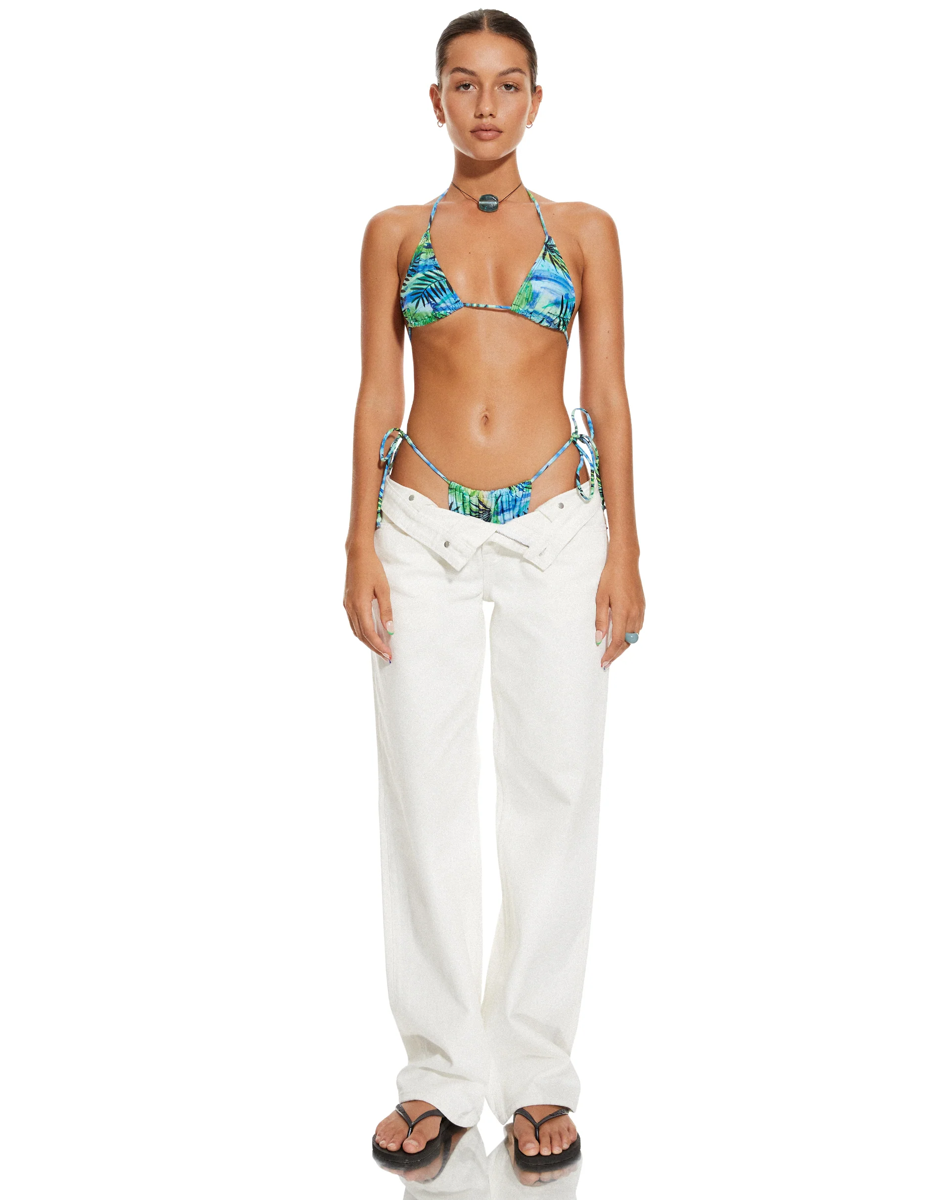 MOTEL X BARBARA Pami Bikini Top in Tropical Palm - Awmao