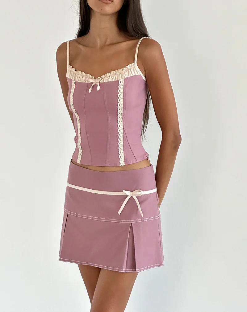 Istari Mini Skirt in Dusky Pink - Awmao