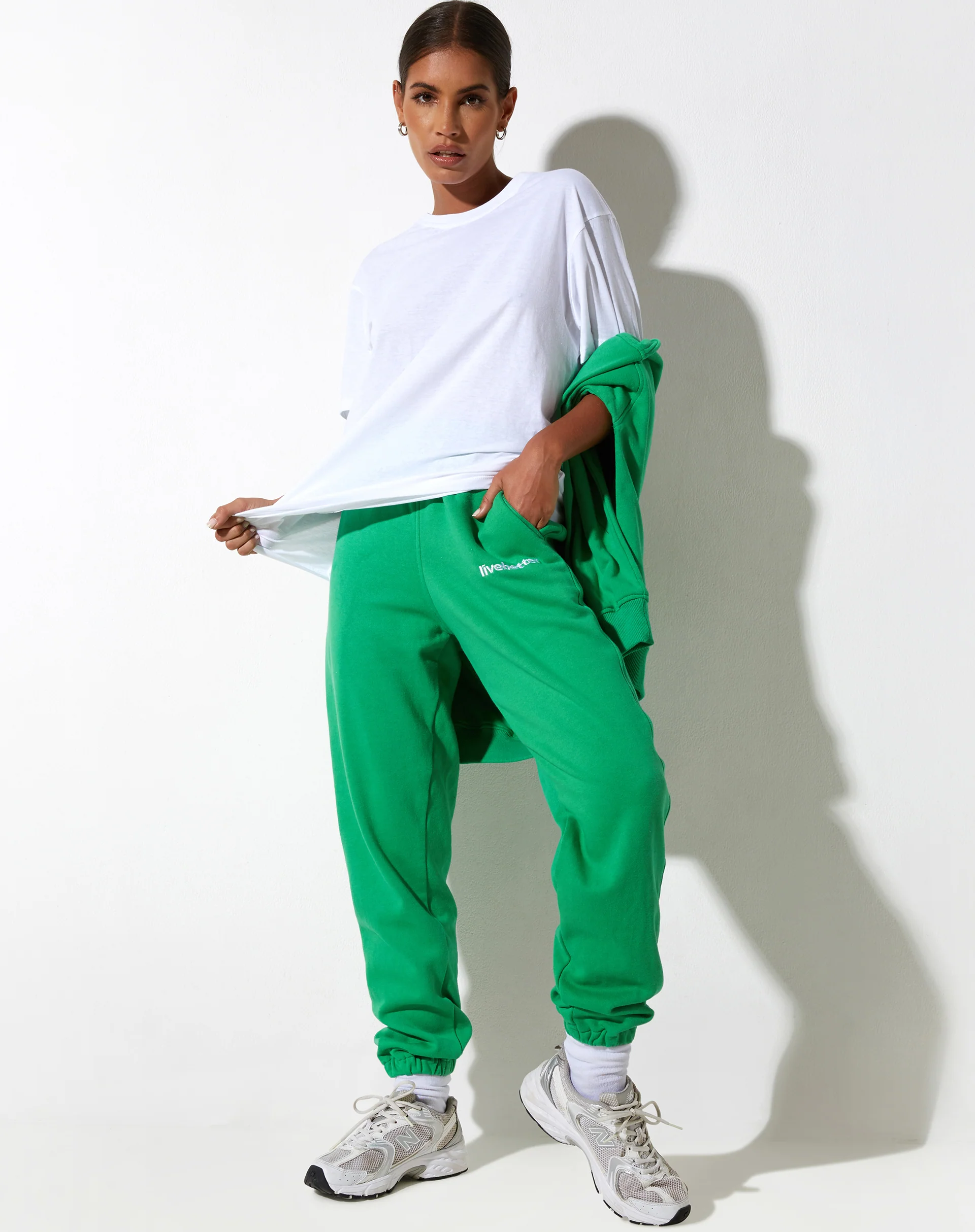 Basta Jogger in Fun Green with 'Live Better' Embro - Awmao