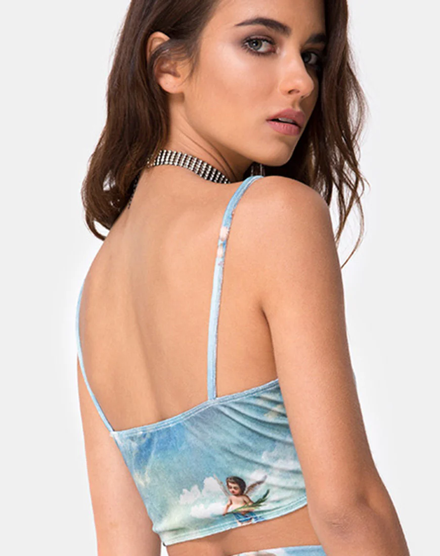 Kozina Crop Top in Angel Velvet Blue - Awmao