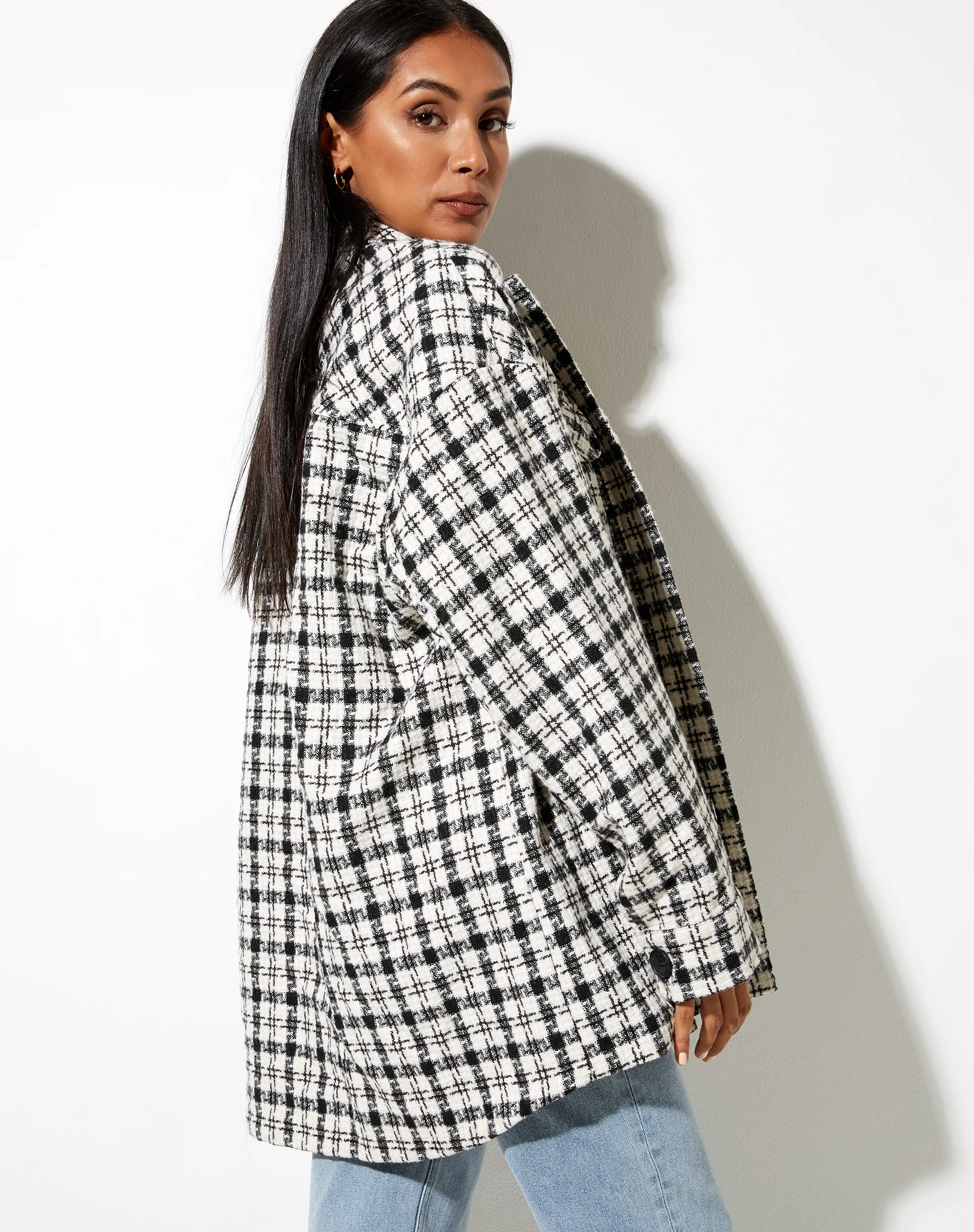 Marcella Shirt in Black and White Check - Awmao