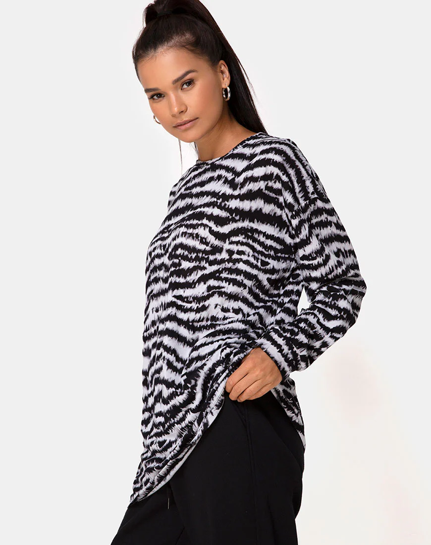Lotsun Sweatshirt in Animal Drip Grey - Awmao