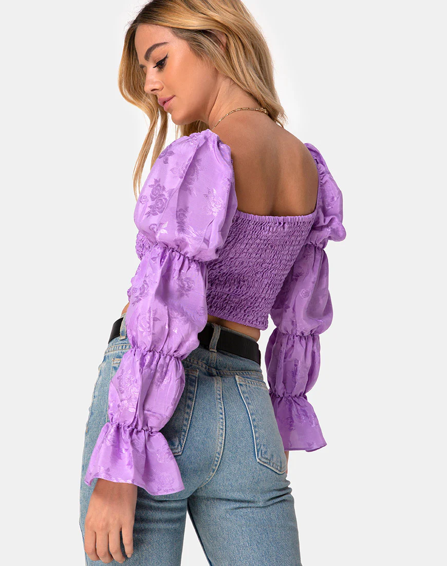 Velina Top in Satin Rose Lilac - Awmao