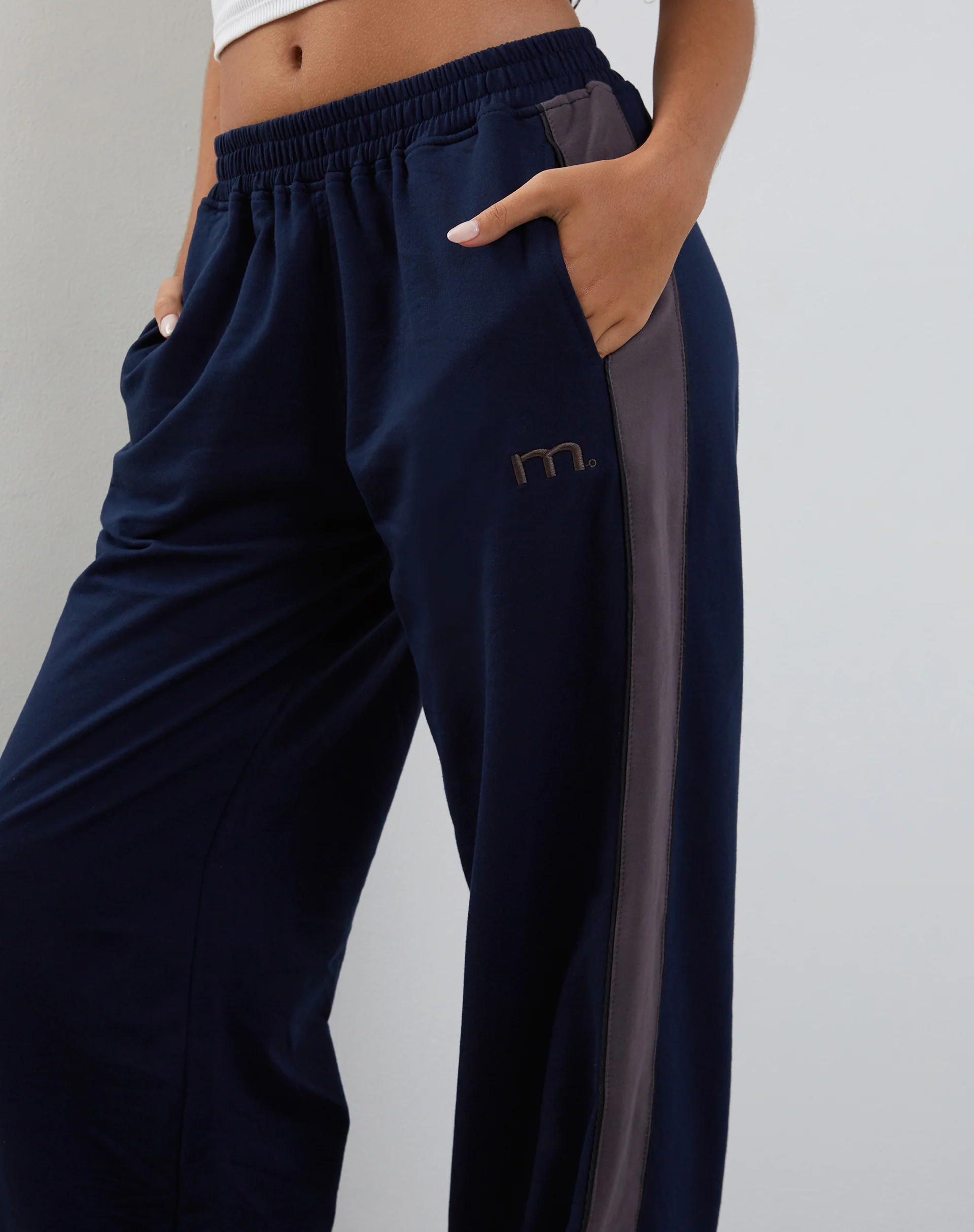 Bedion Oversized Jogger in Navy with M Embroidery - Awmao