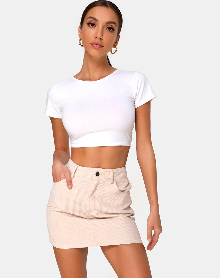 Mini Broomy Skirt in Cord Stone - Awmao