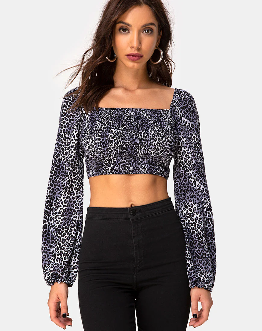 Elina Top in Rar Leopard Grey - Awmao
