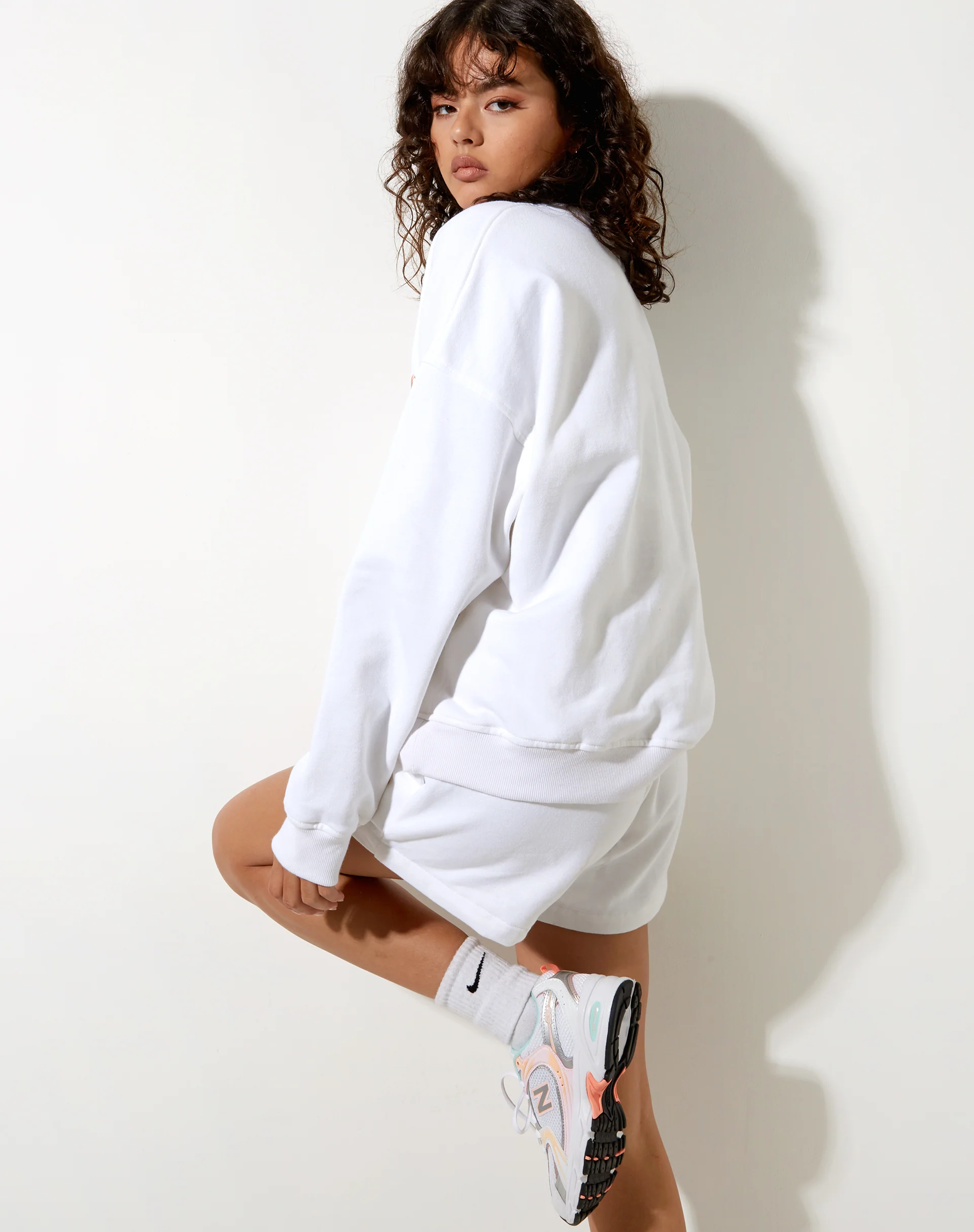 Ted Sweatshirt in White Pearl Sand Embro - Awmao