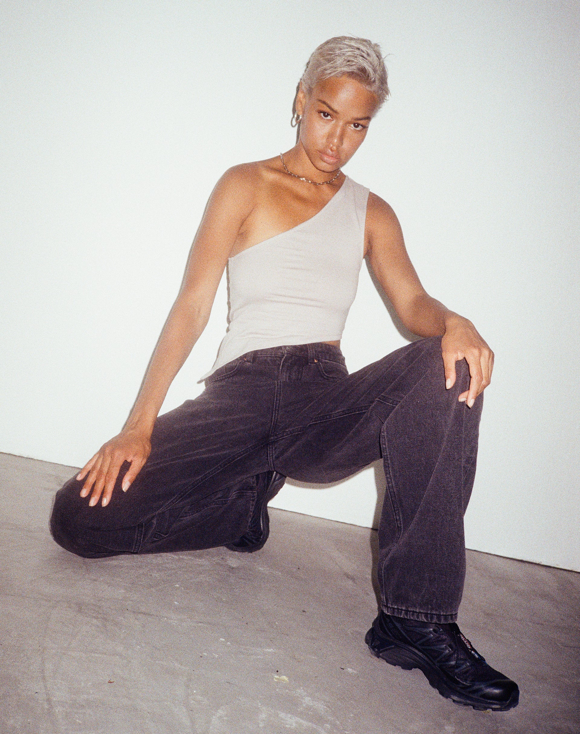Bayva Crop Top in Lycra Oat Milk - Awmao