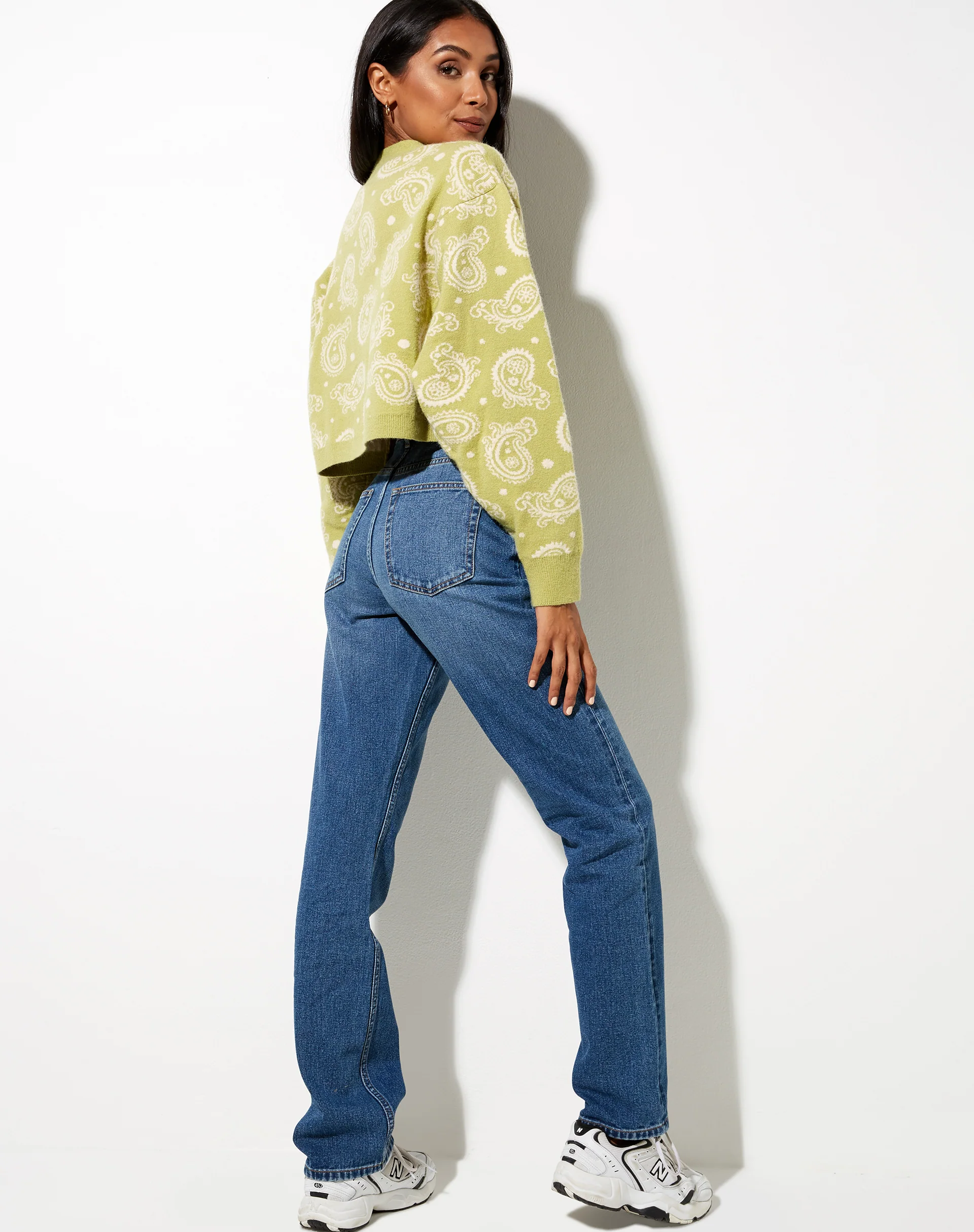 Olina Cropped Cardi in Knit Persian Night Sage - Awmao