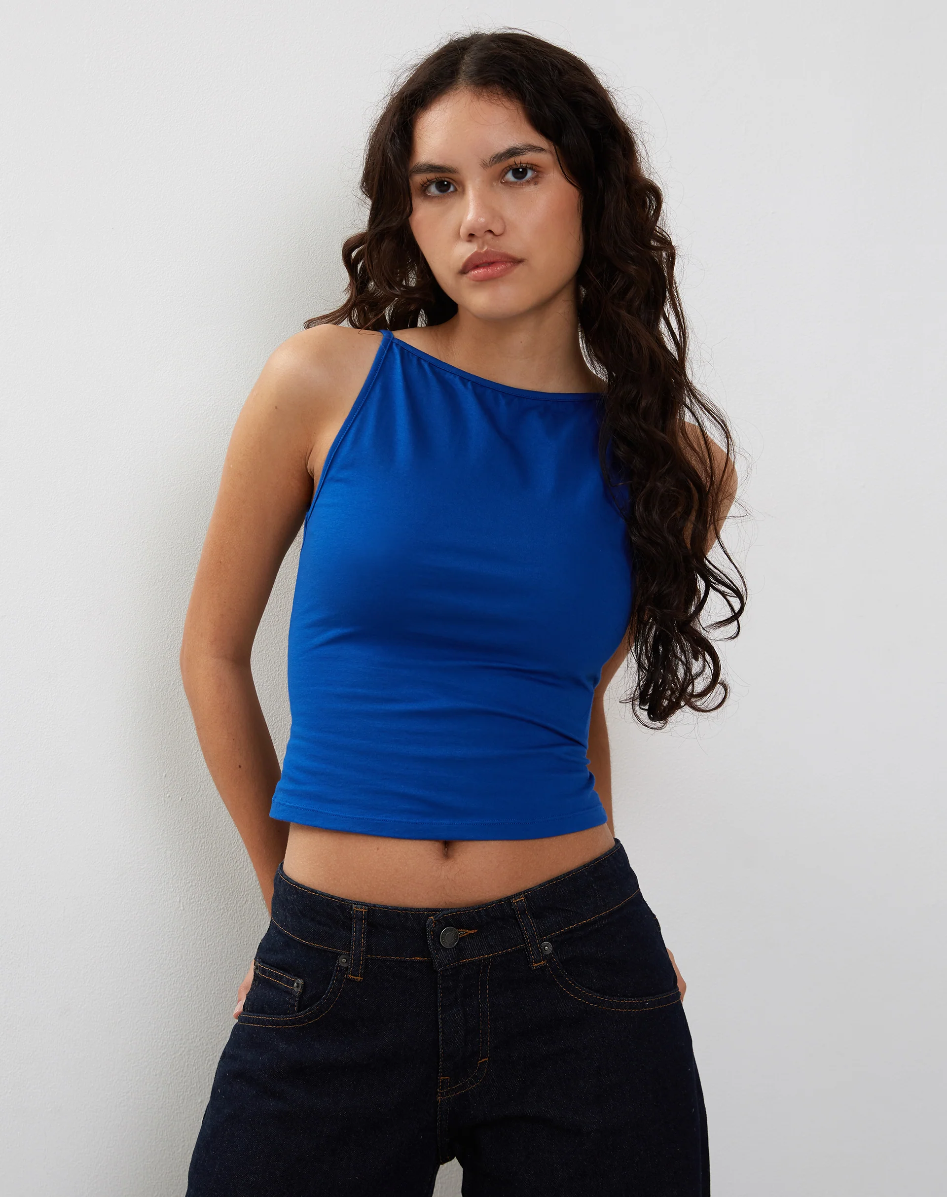 Dudley Vest Top in Cobalt - Awmao