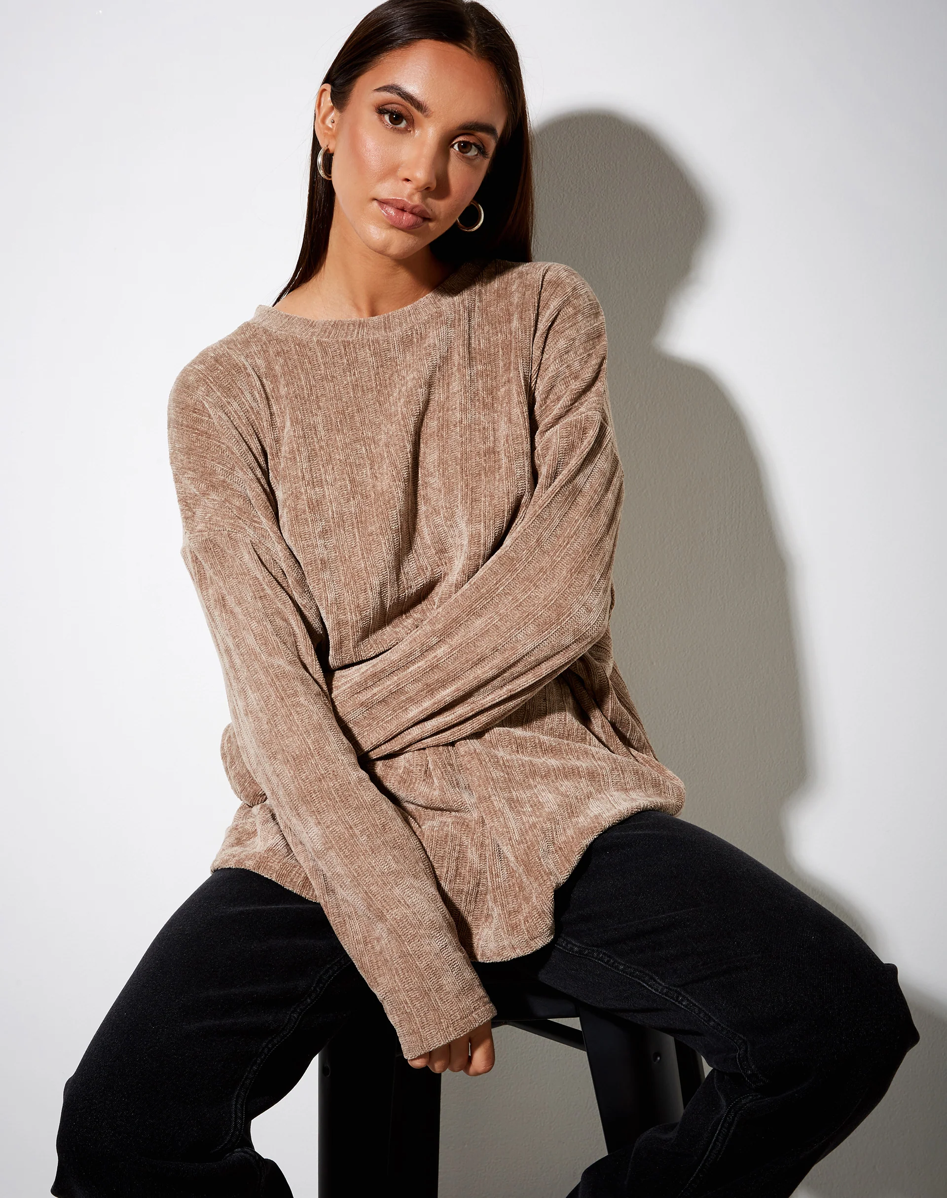 Dad Jumper in Chenille Taupe - Awmao