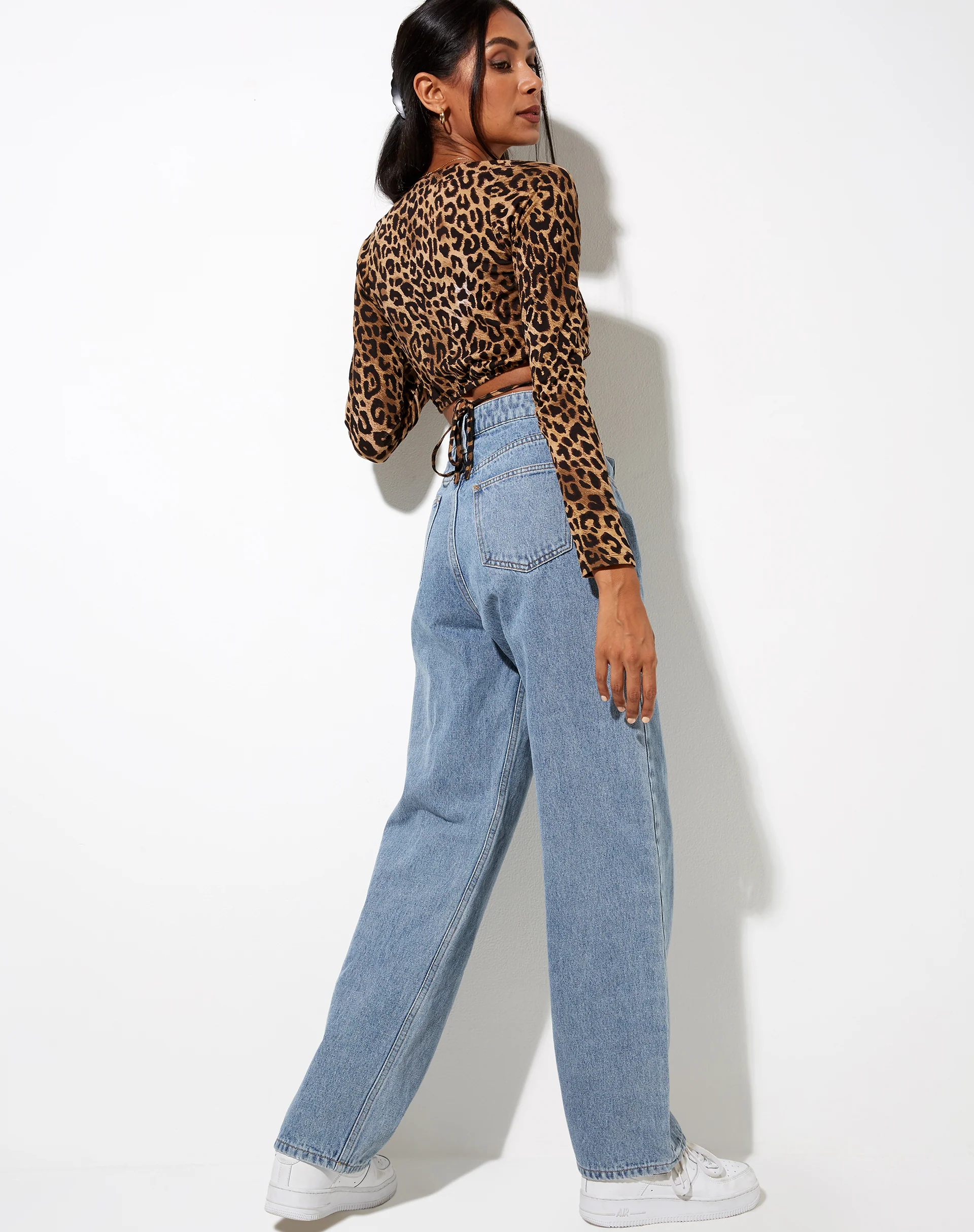 Lieneva Crop Top in Night Leopard Brown - Awmao