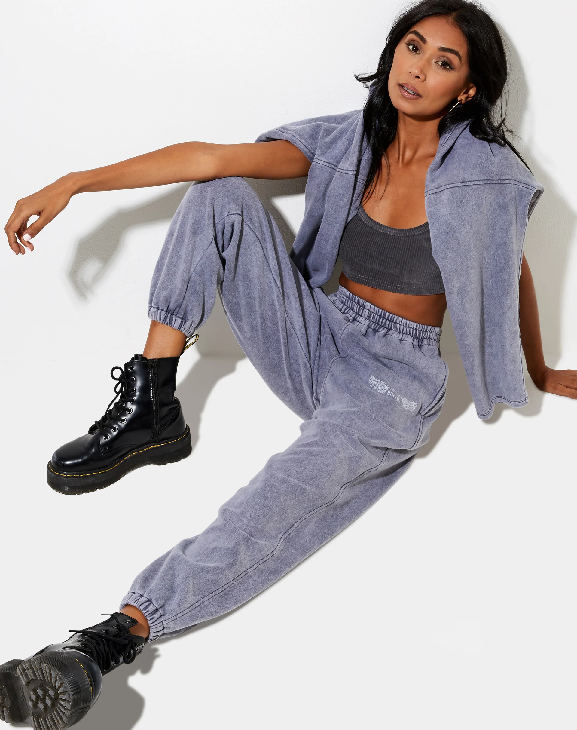 Basta Jogger in Charcoal Wash 'Angel Energy' Wings - Awmao