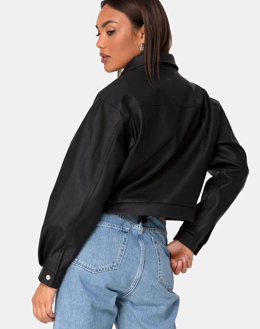 Gina Jacket in PU Black - Awmao