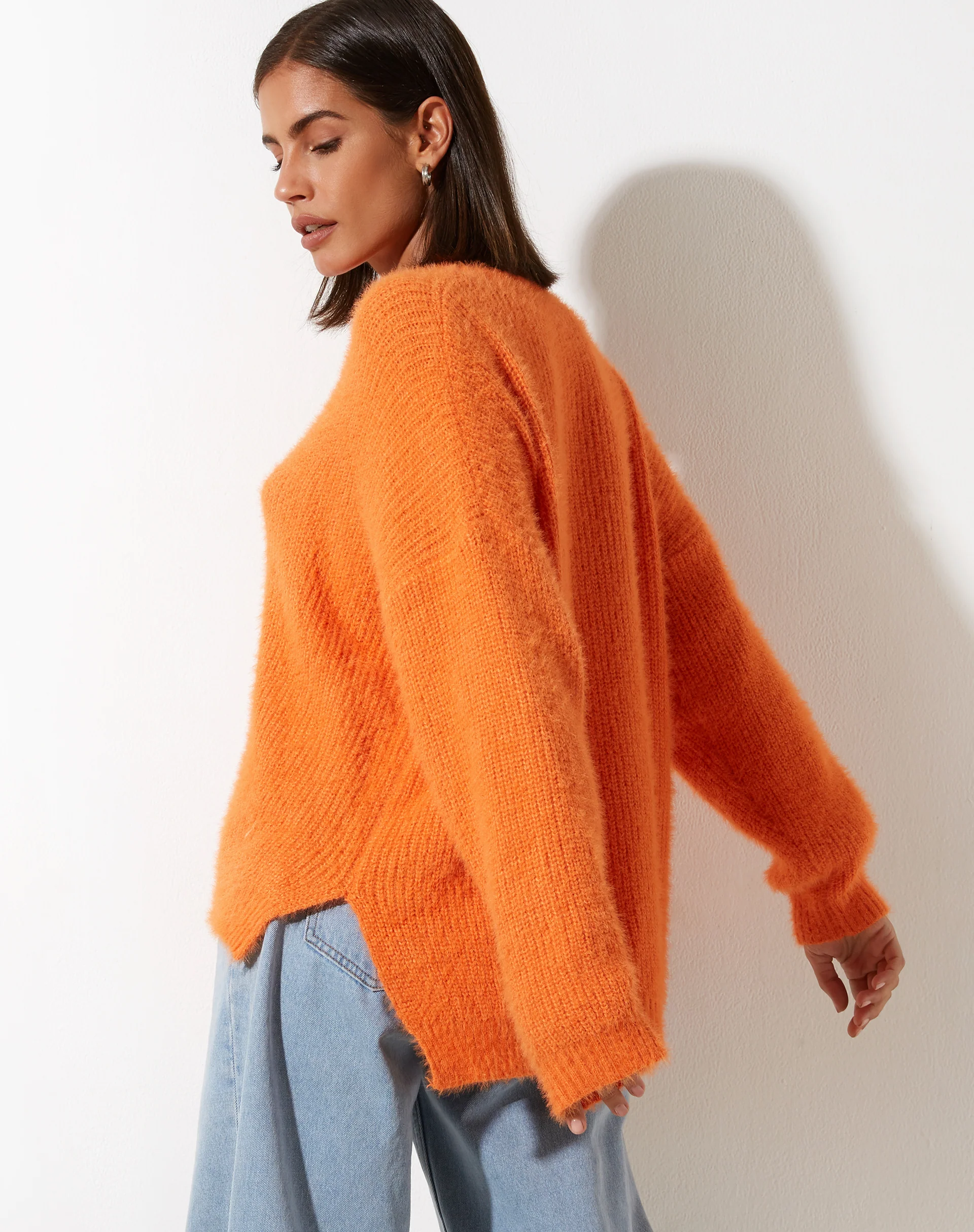 Bondy Jumper in Knit Persimmon Orange - Awmao