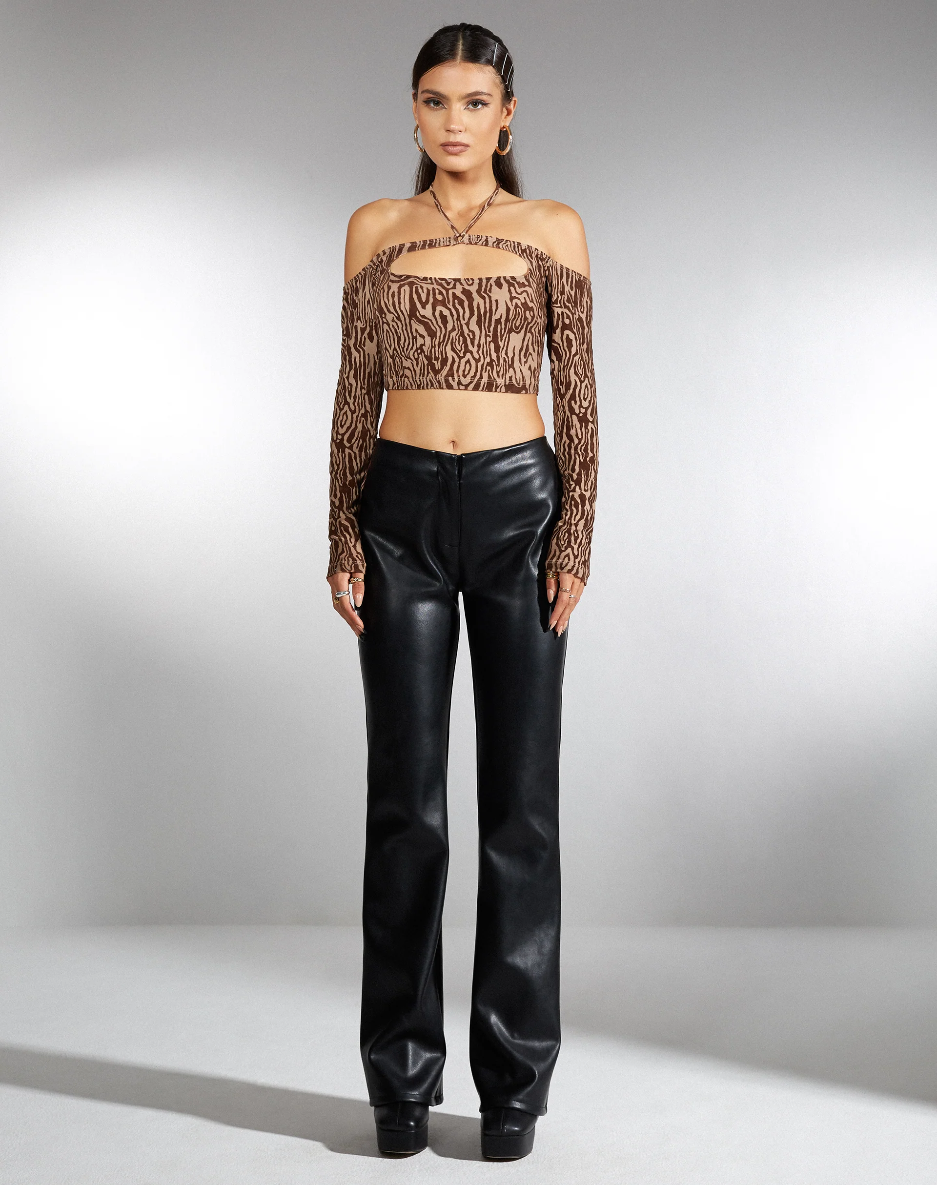 Corinna Long Sleeve Top in Animal Ripple Flock - Awmao