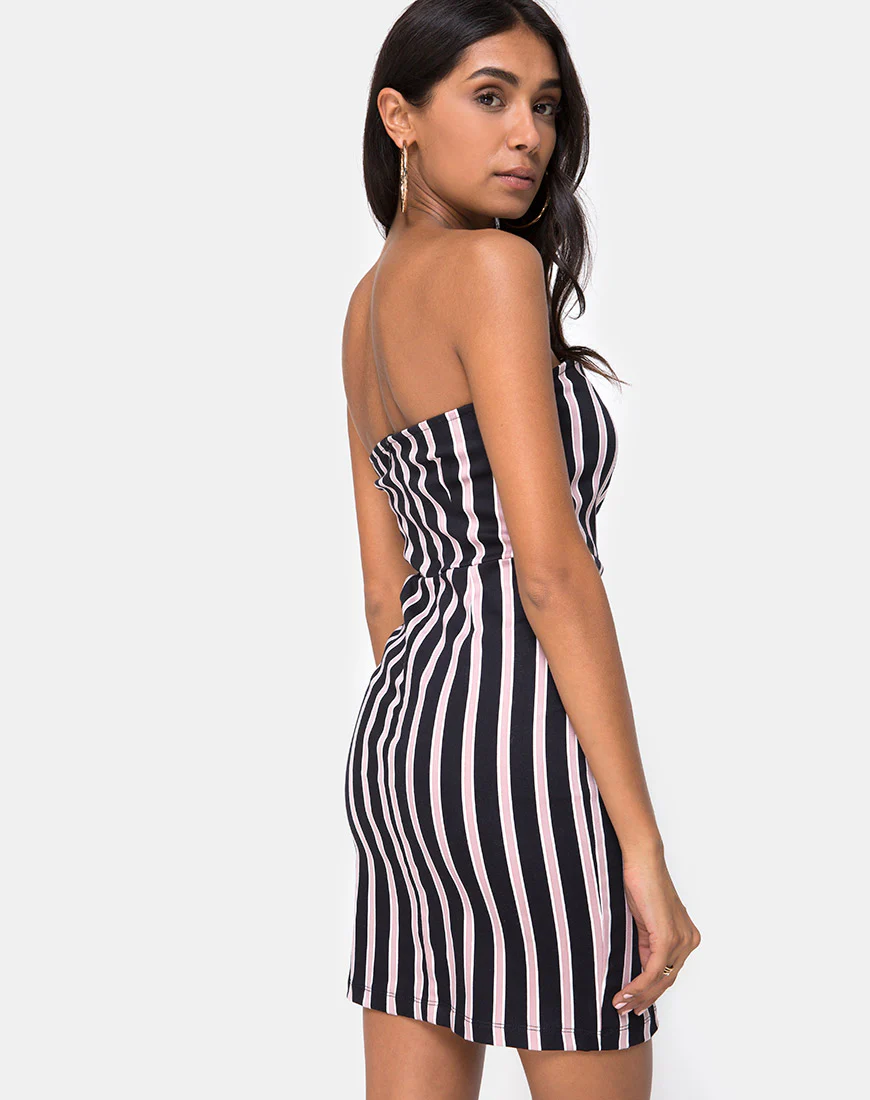 Luveries Dress in Formal Stripe - Awmao